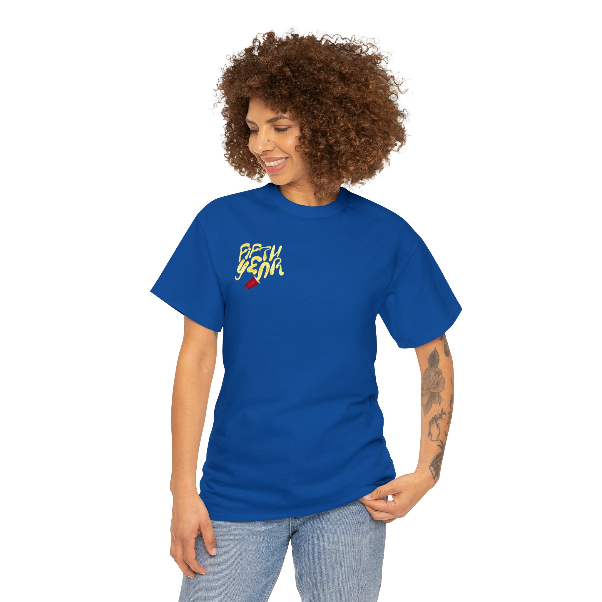 Fifth Year Beer Spill Front and Back - Unisex Heavy Cotton Tee