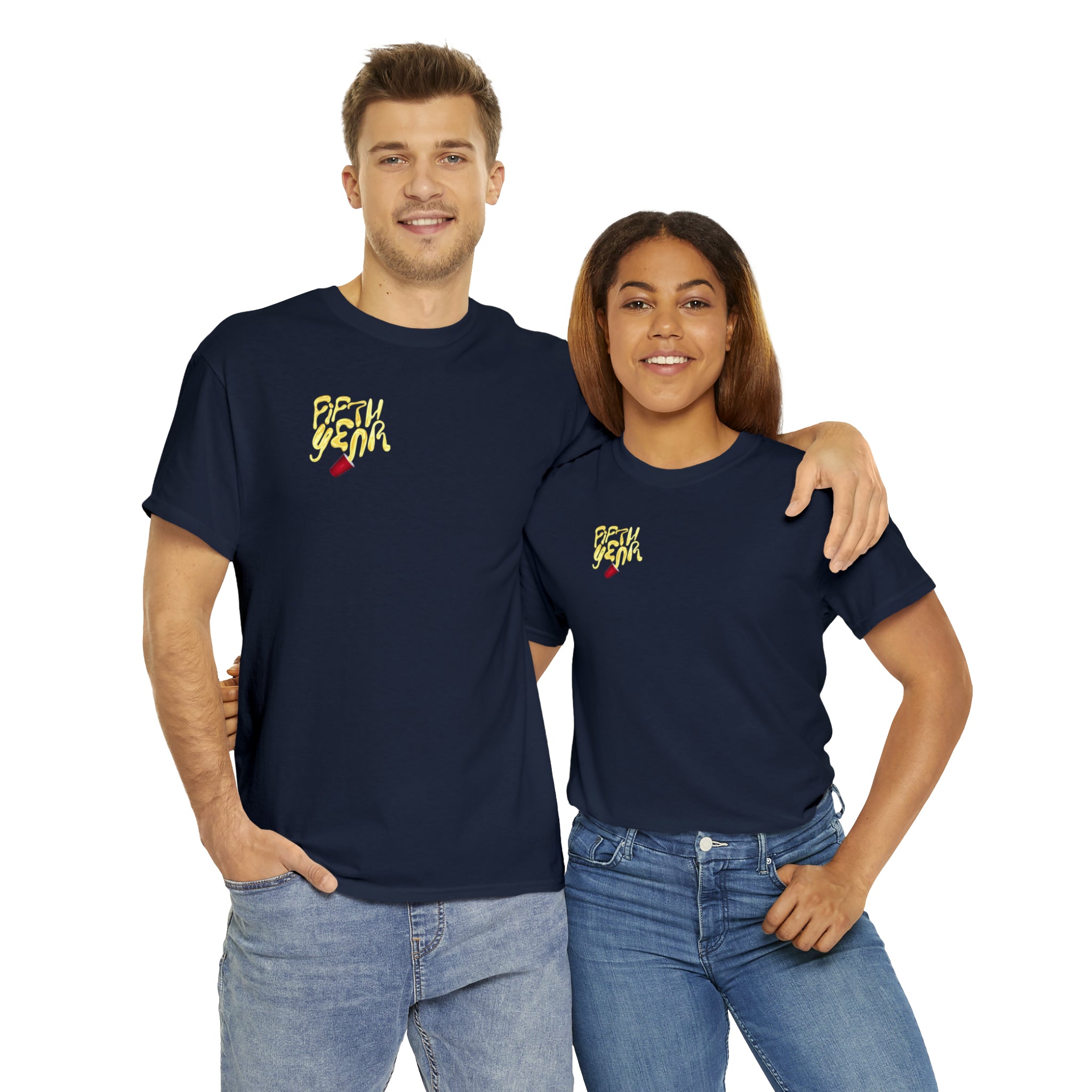 Fifth Year Beer Spill Front and Back - Unisex Heavy Cotton Tee