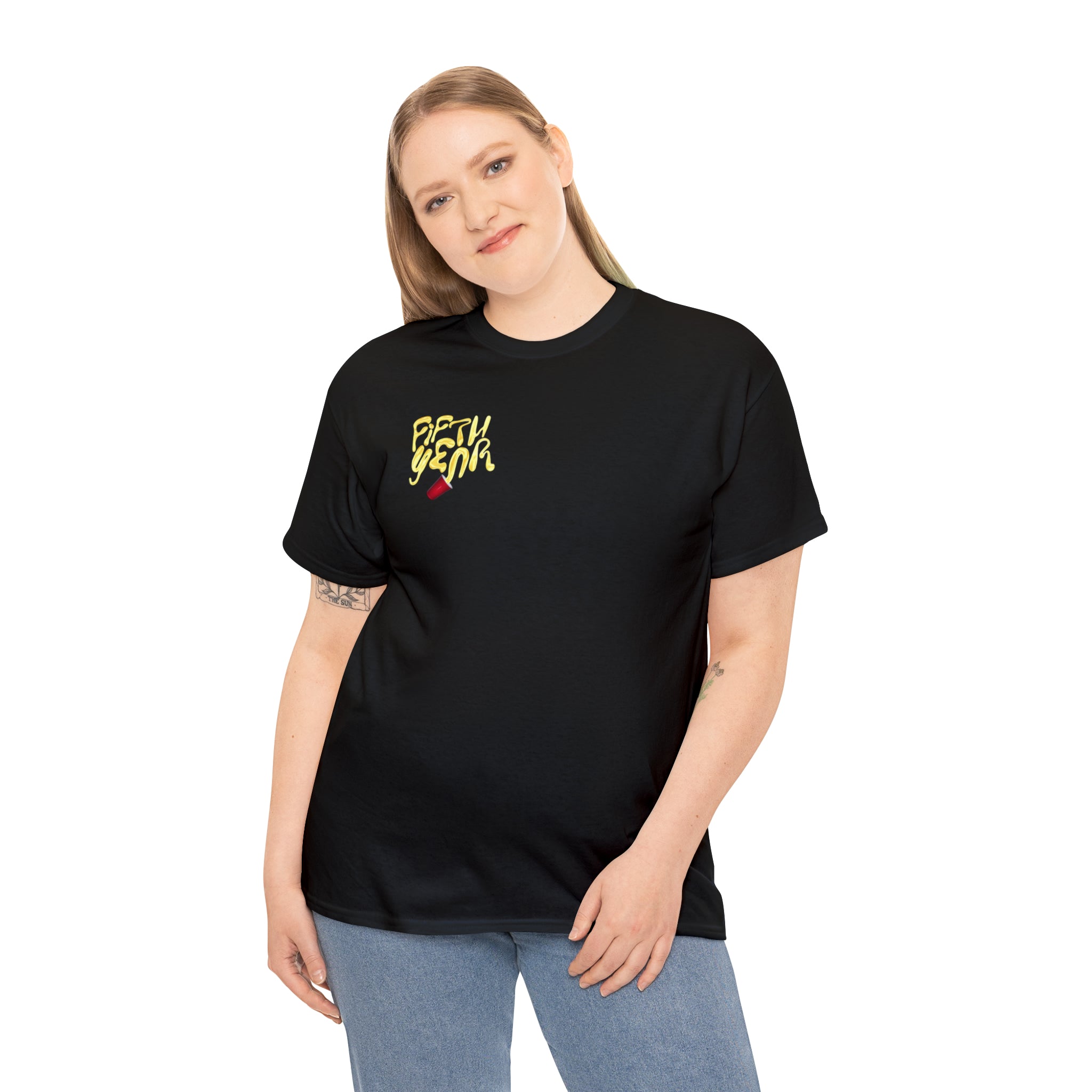 Fifth Year Beer Spill Front and Back - Unisex Heavy Cotton Tee