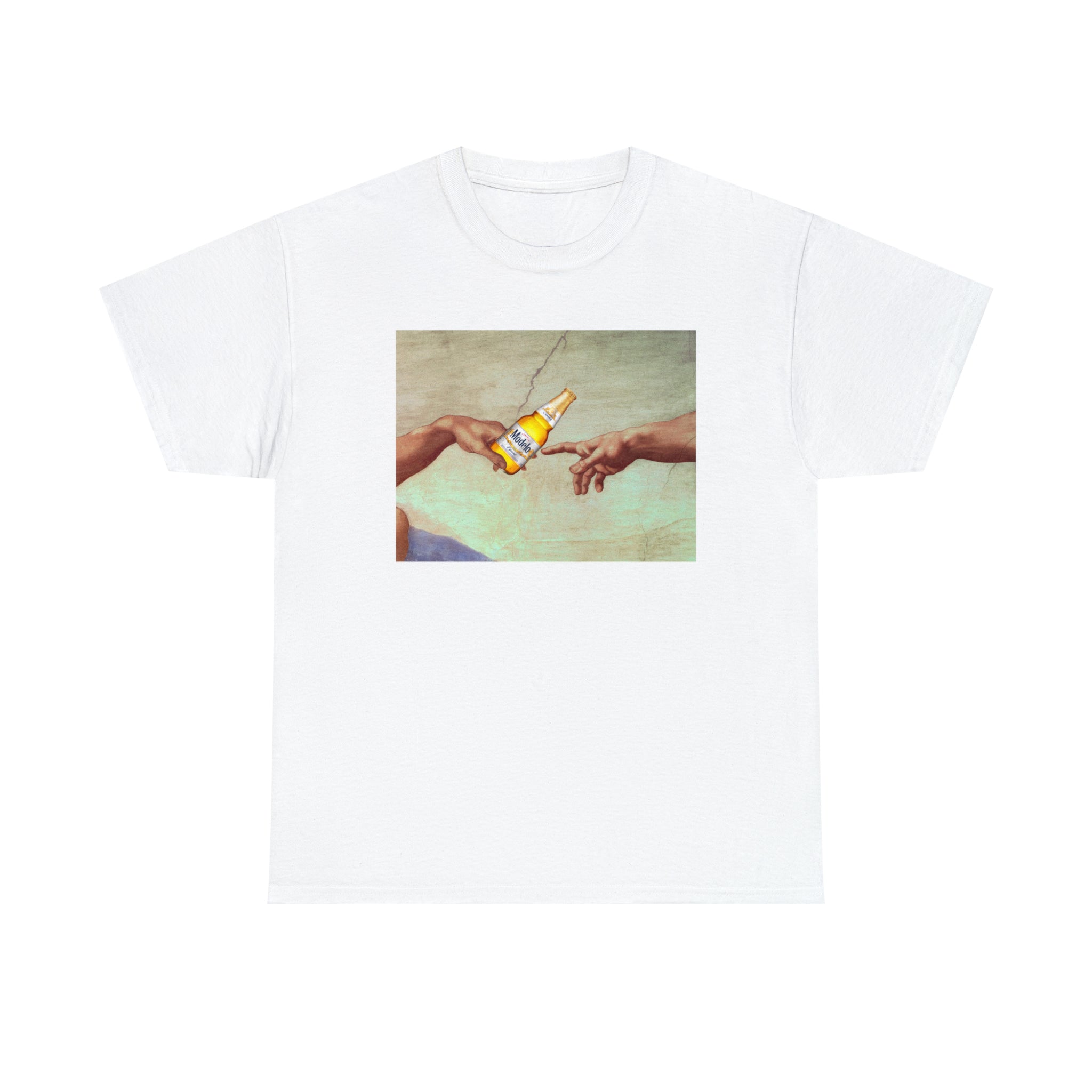 Gods hand passing beer - Unisex Heavy Cotton Tee