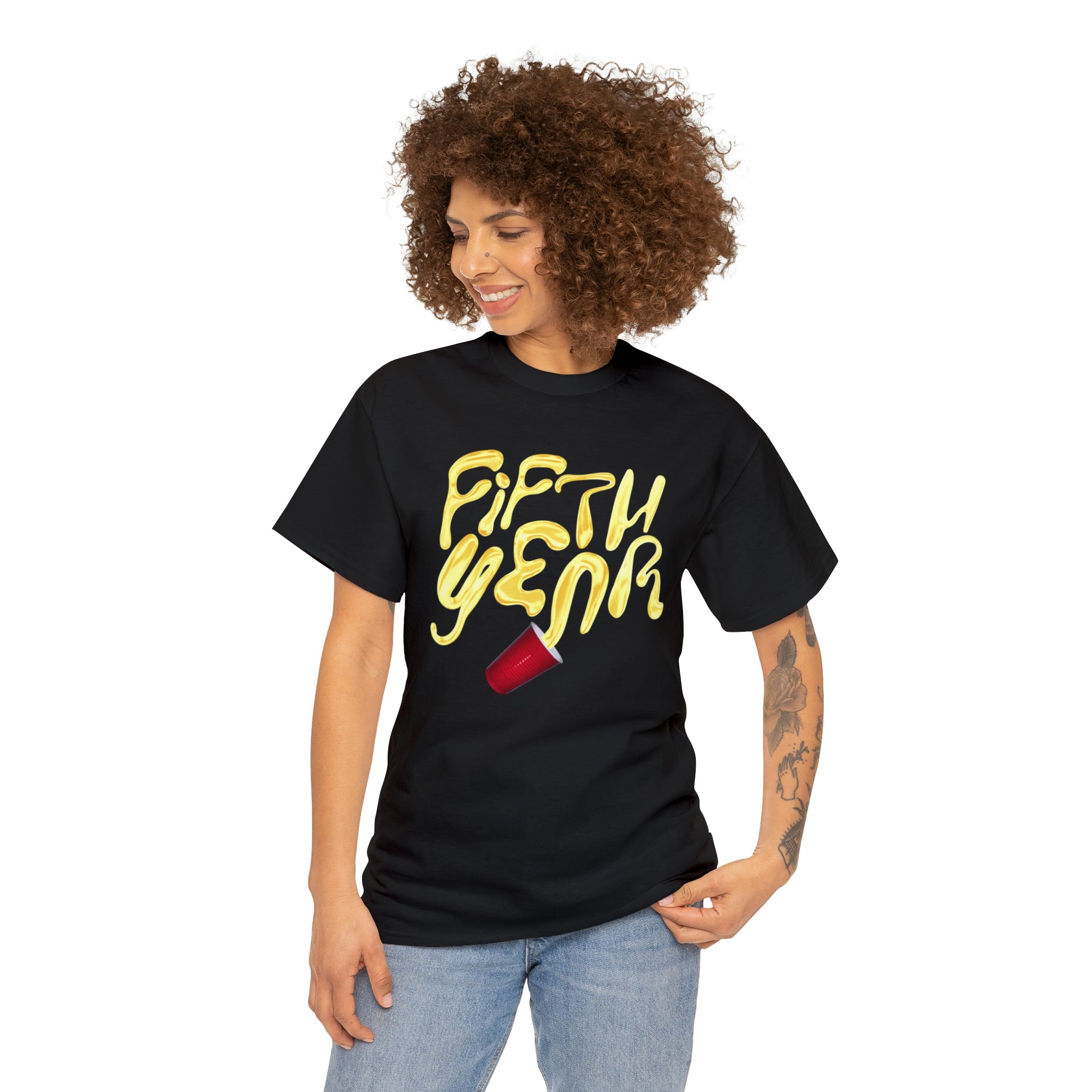 Fifth Year Beer Spill- Unisex Heavy Cotton Tee