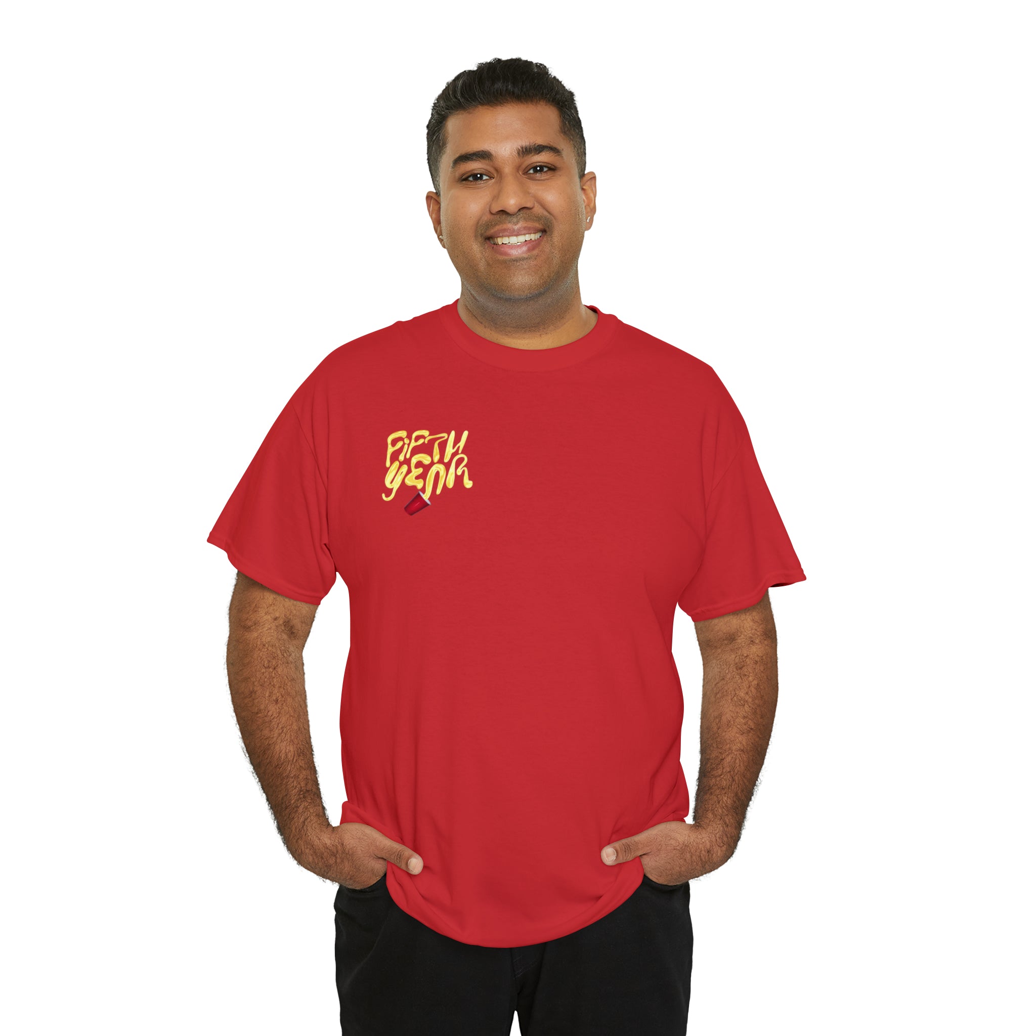 Fifth Year Beer Spill Front and Back - Unisex Heavy Cotton Tee
