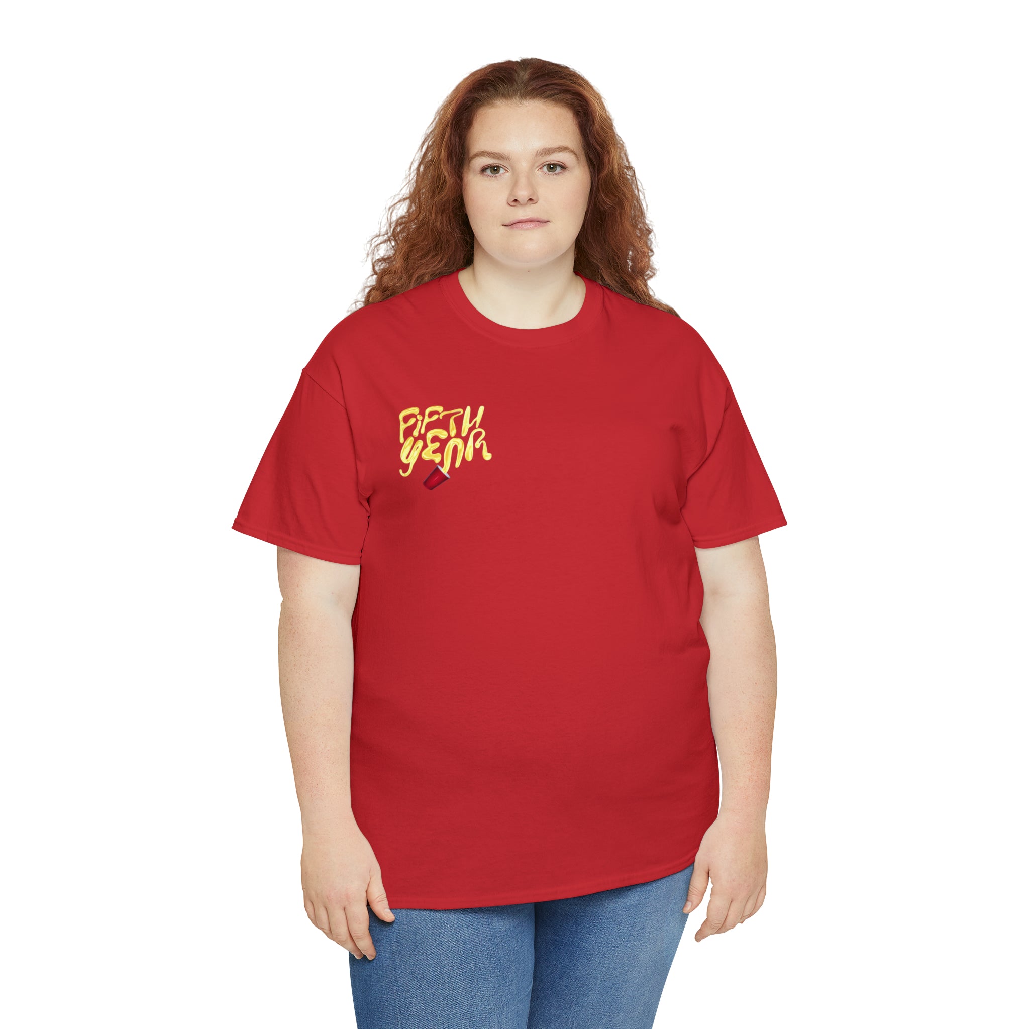 Fifth Year Beer Spill Front and Back - Unisex Heavy Cotton Tee