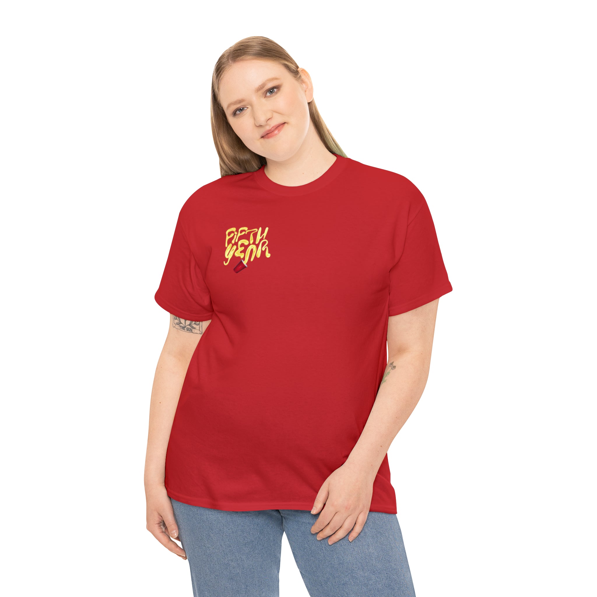 Fifth Year Beer Spill Front and Back - Unisex Heavy Cotton Tee