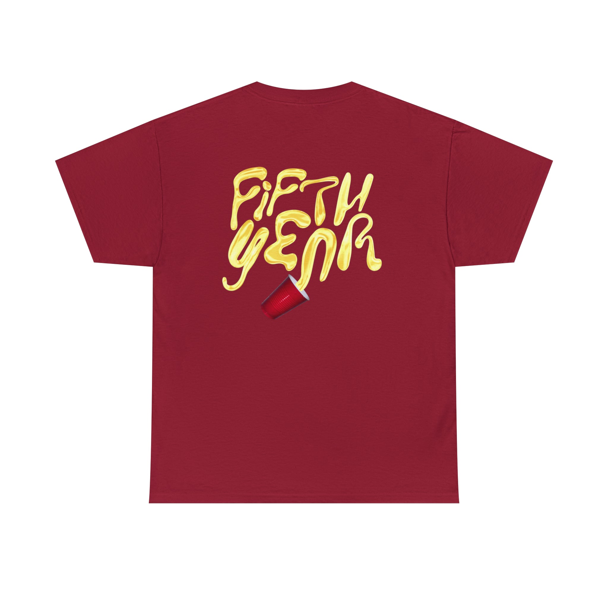 Fifth Year Beer Spill Front and Back - Unisex Heavy Cotton Tee