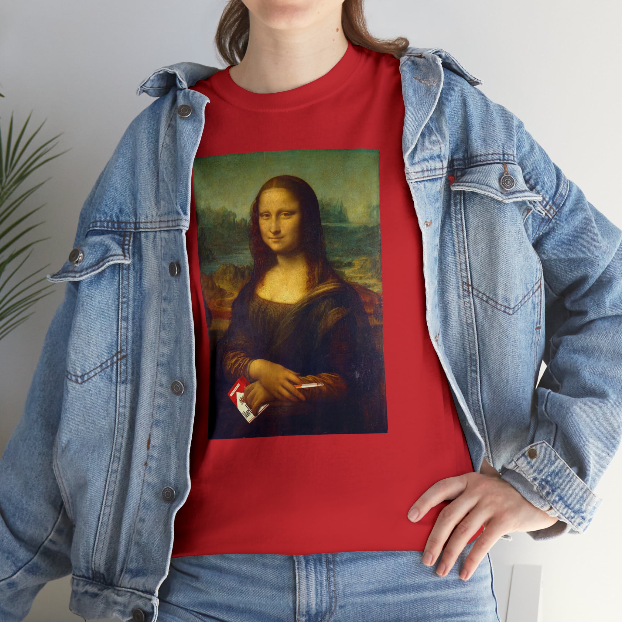Mona Lisa with cigarettes - Unisex Heavy Cotton Tee