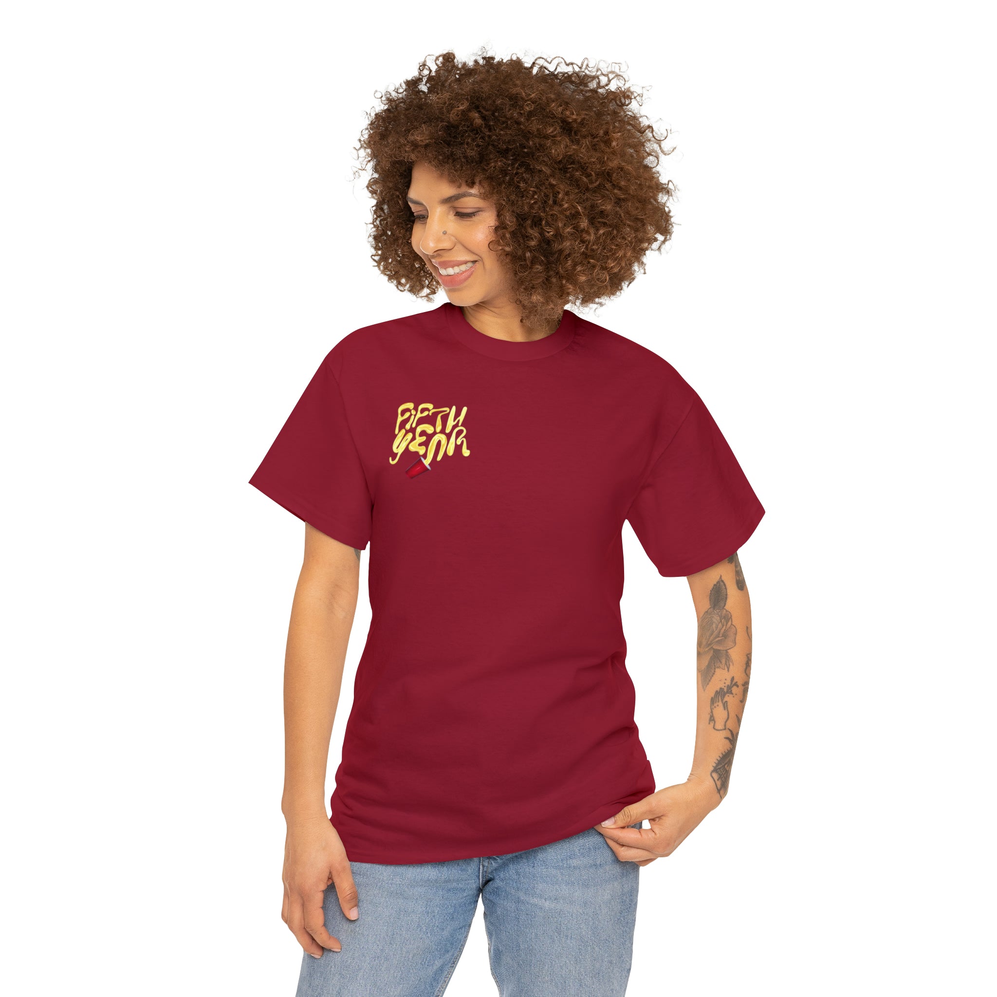 Fifth Year Beer Spill Front and Back - Unisex Heavy Cotton Tee