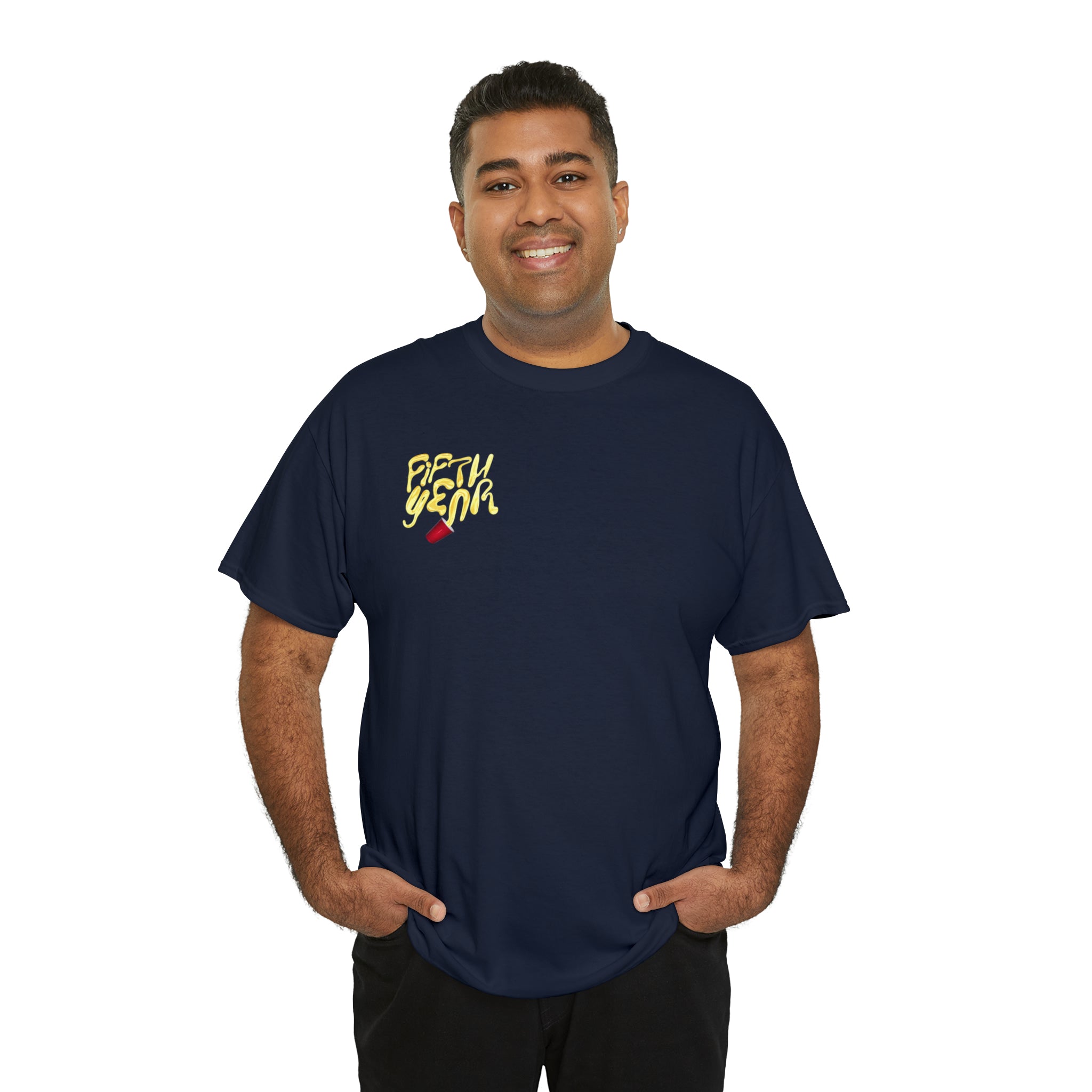 Fifth Year Beer Spill Front and Back - Unisex Heavy Cotton Tee