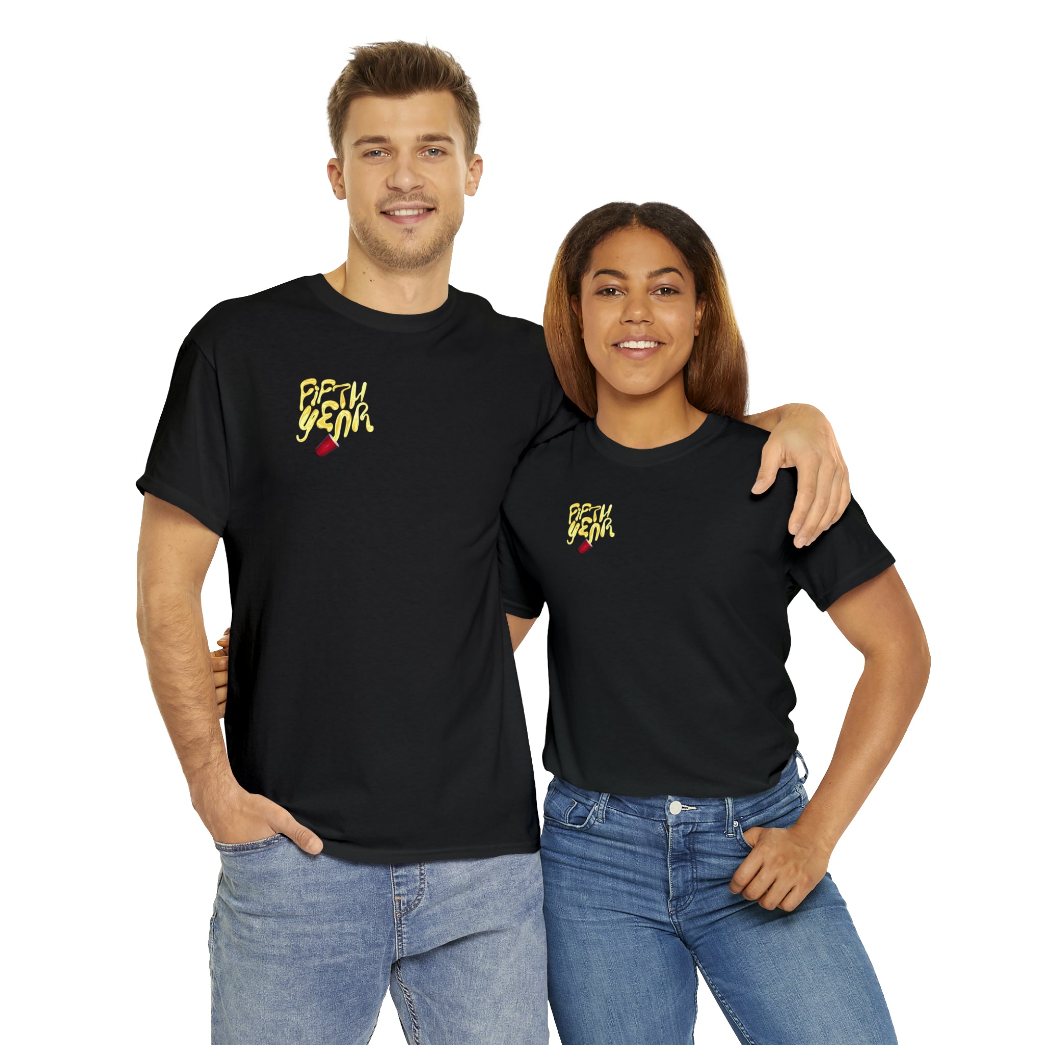 Fifth Year Beer Spill Front and Back - Unisex Heavy Cotton Tee