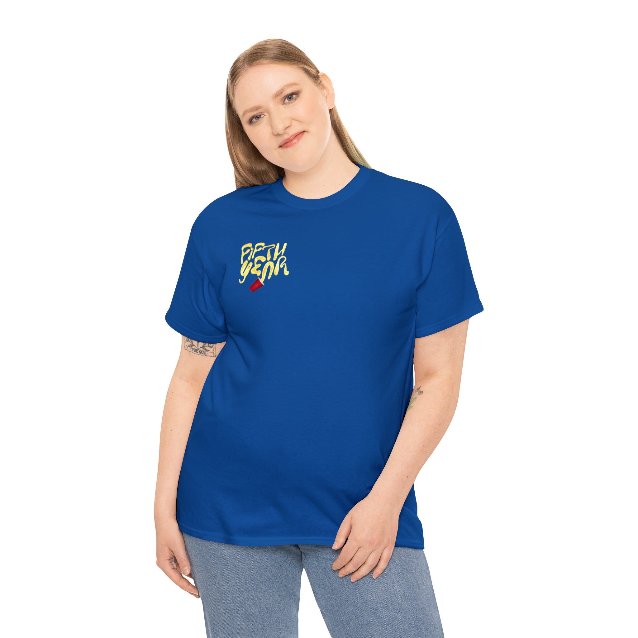 Fifth Year Beer Spill Front and Back - Unisex Heavy Cotton Tee