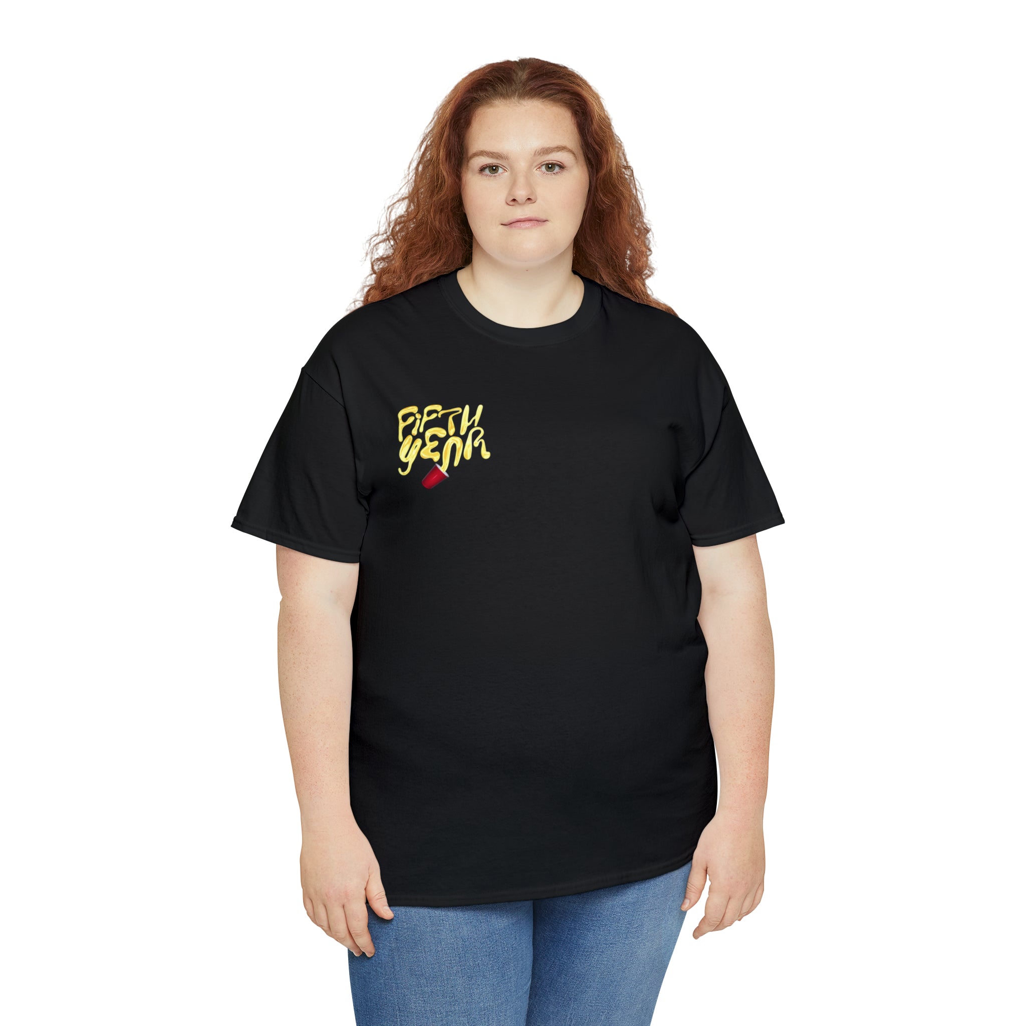 Fifth Year Beer Spill Front and Back - Unisex Heavy Cotton Tee