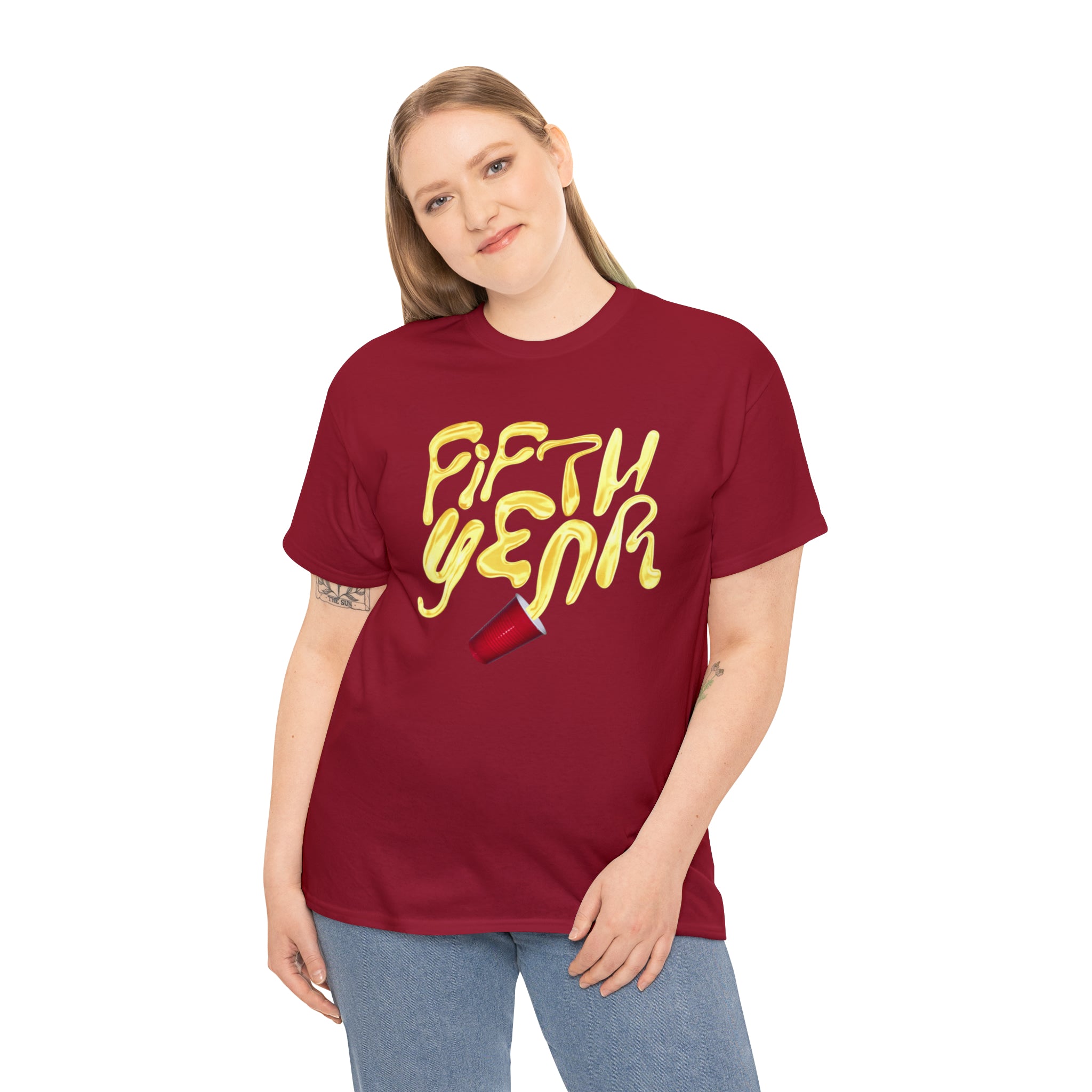 Fifth Year Beer Spill- Unisex Heavy Cotton Tee