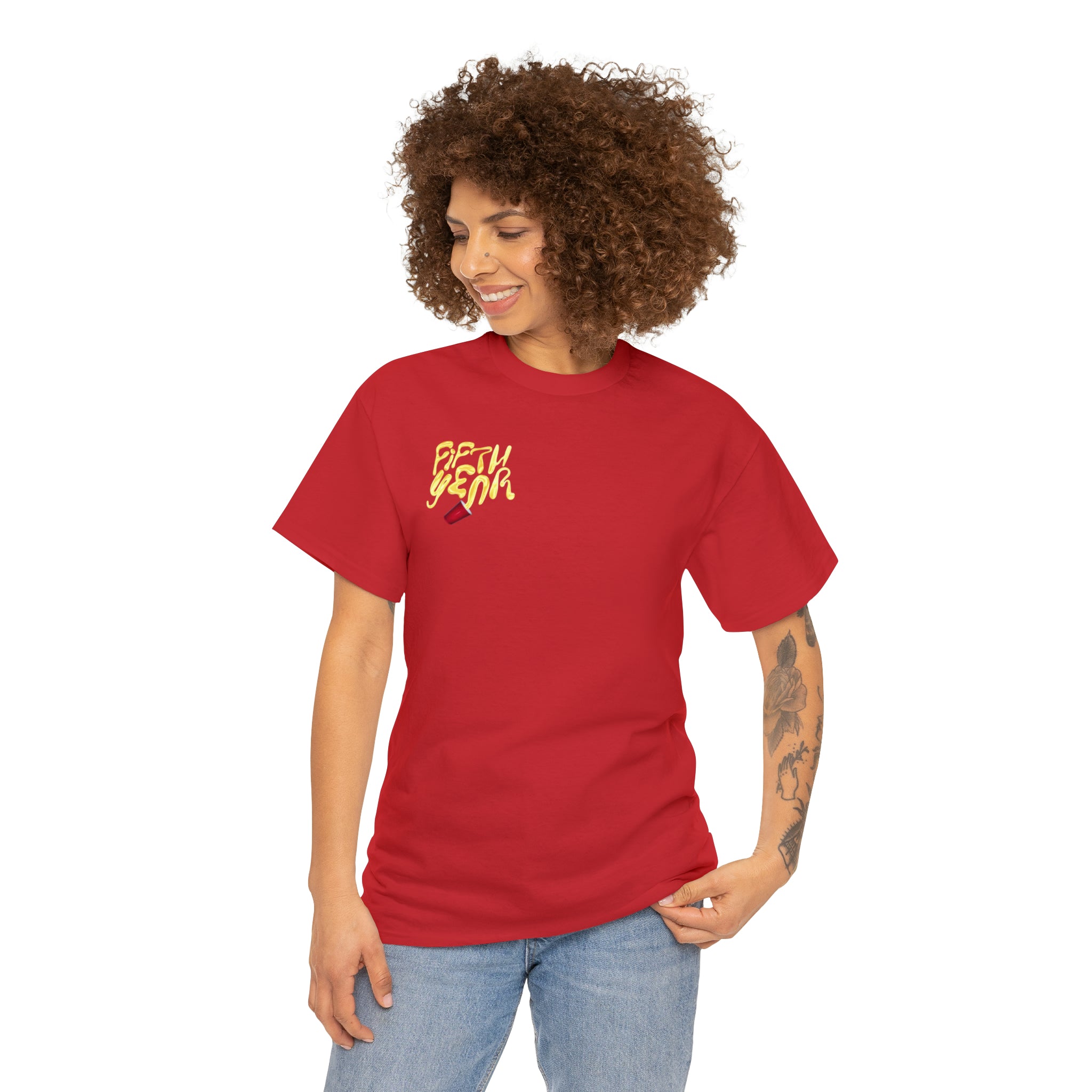 Fifth Year Beer Spill Front and Back - Unisex Heavy Cotton Tee