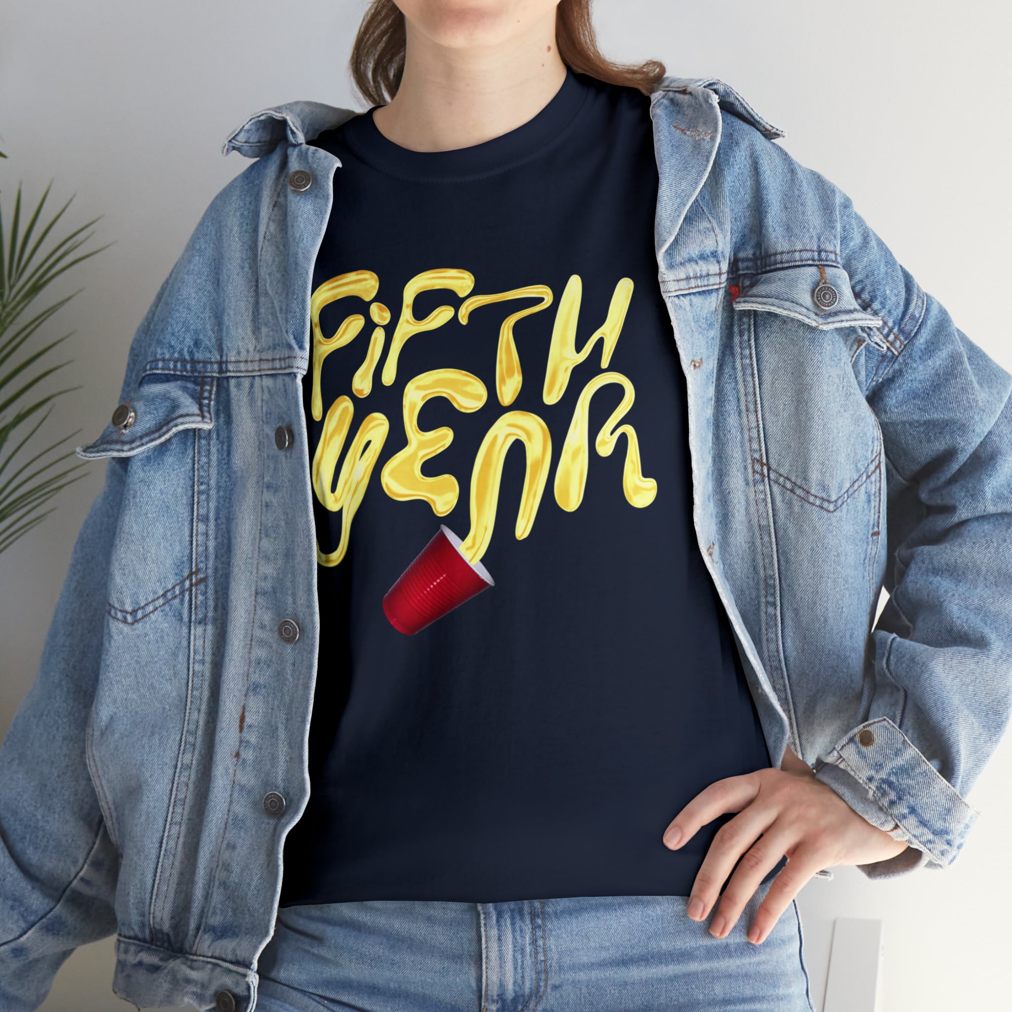 Fifth Year Beer Spill- Unisex Heavy Cotton Tee