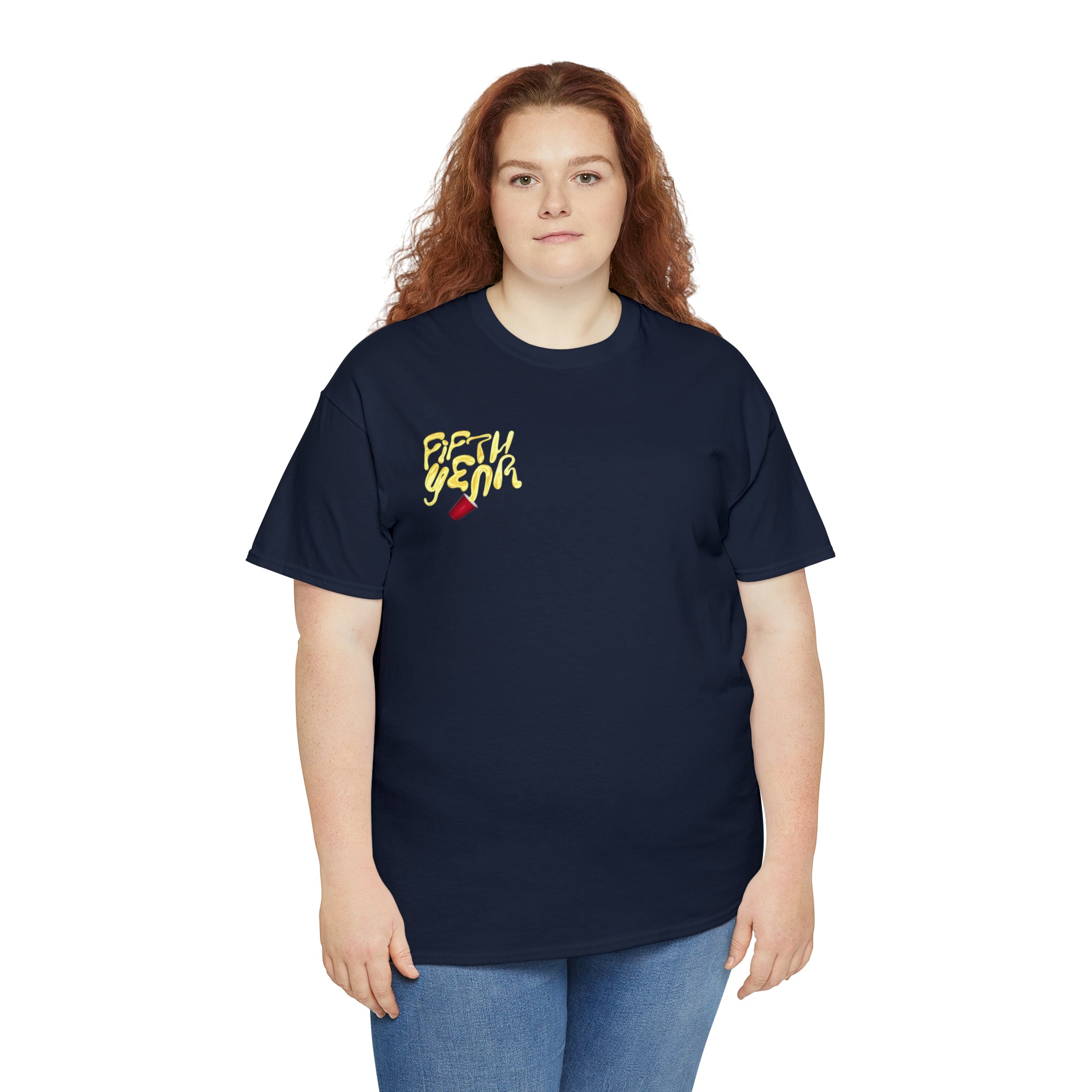 Fifth Year Beer Spill Front and Back - Unisex Heavy Cotton Tee