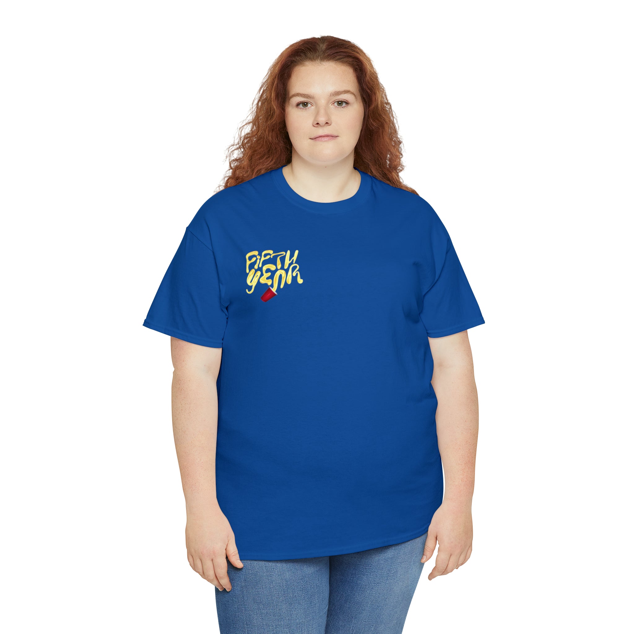 Fifth Year Beer Spill Front and Back - Unisex Heavy Cotton Tee