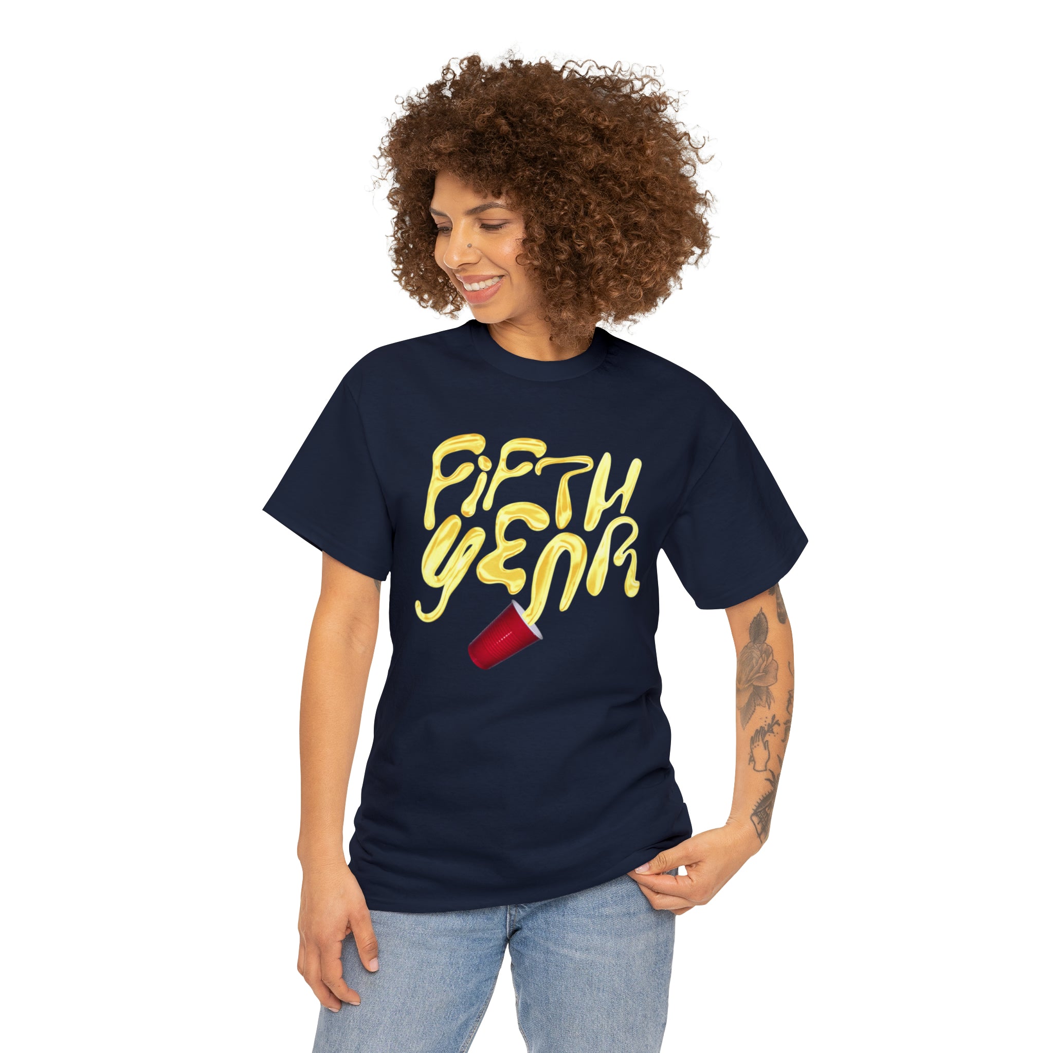Fifth Year Beer Spill- Unisex Heavy Cotton Tee
