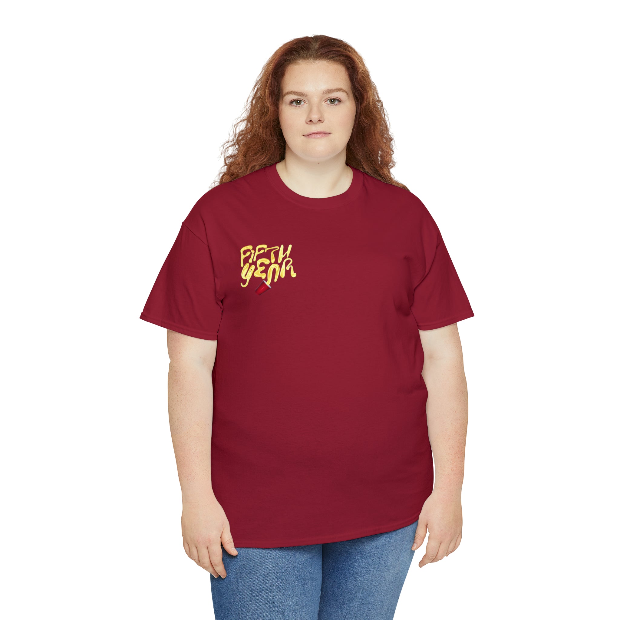 Fifth Year Beer Spill Front and Back - Unisex Heavy Cotton Tee