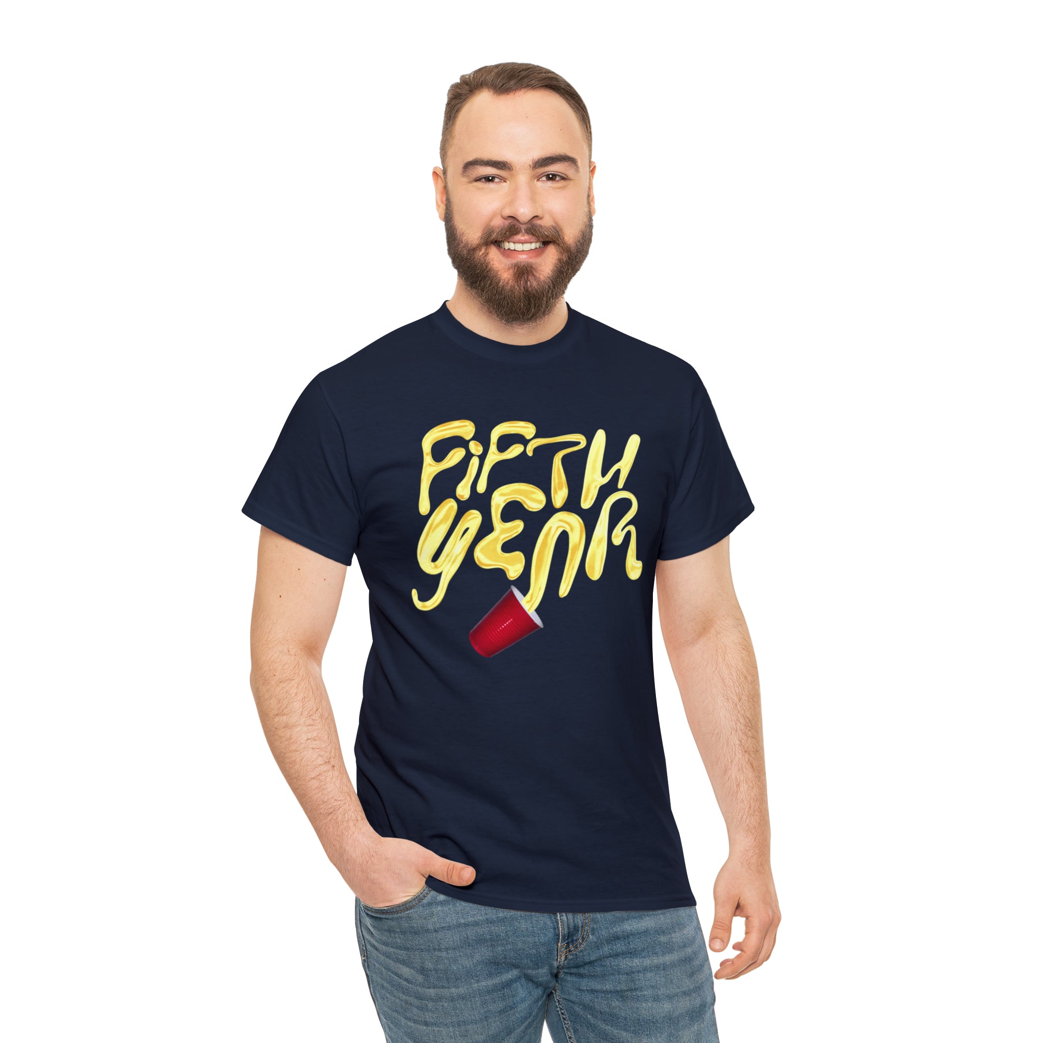 Fifth Year Beer Spill- Unisex Heavy Cotton Tee