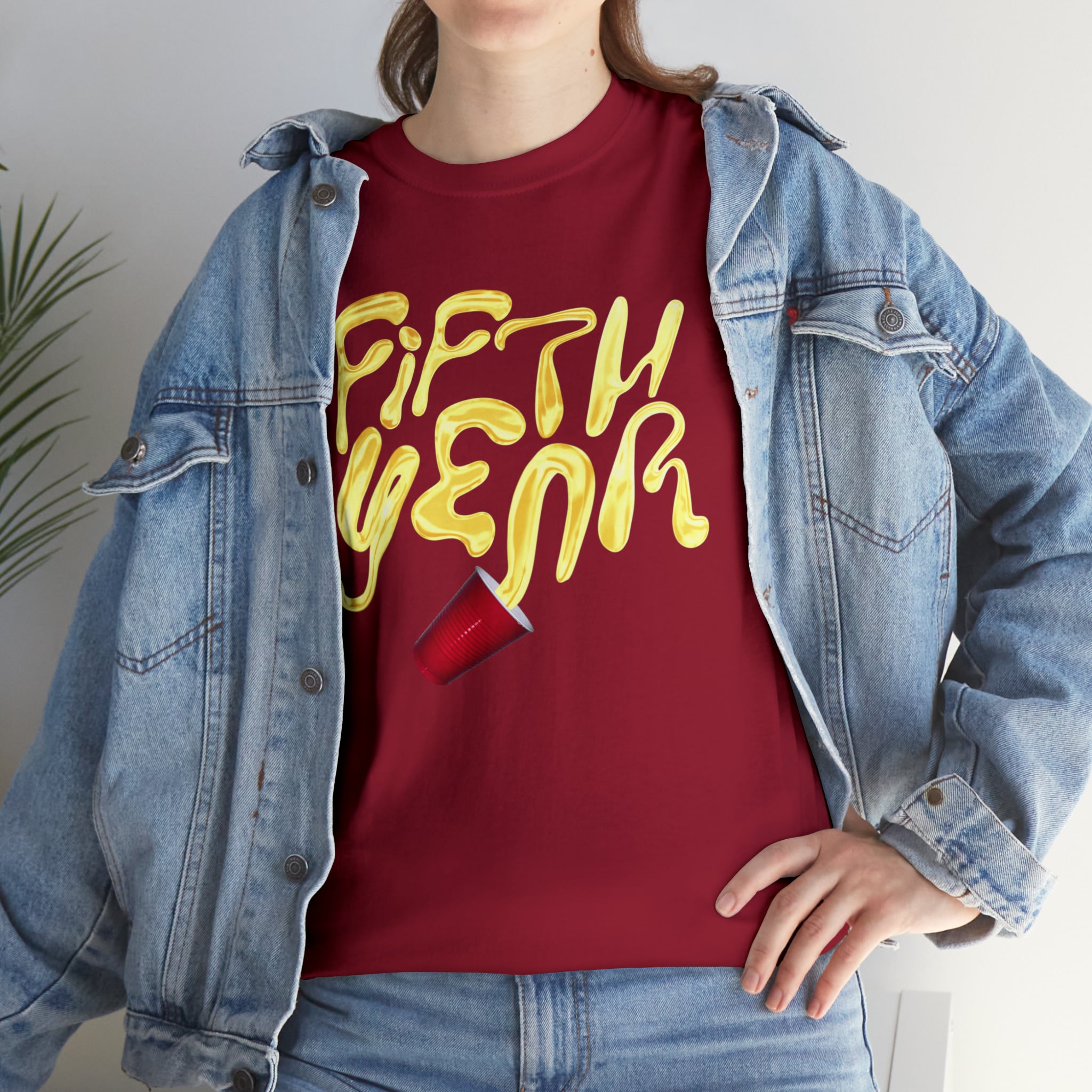 Fifth Year Beer Spill- Unisex Heavy Cotton Tee