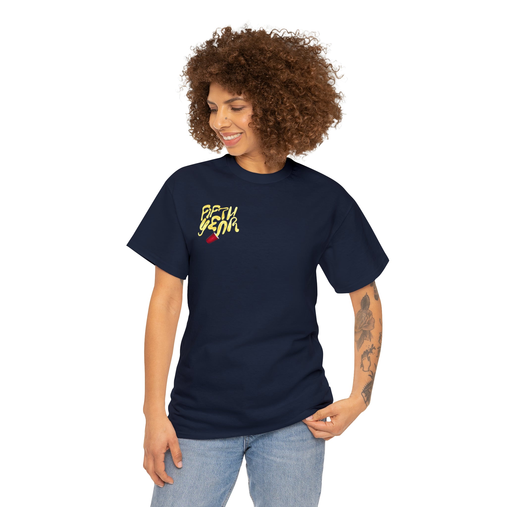 Fifth Year Beer Spill Front and Back - Unisex Heavy Cotton Tee