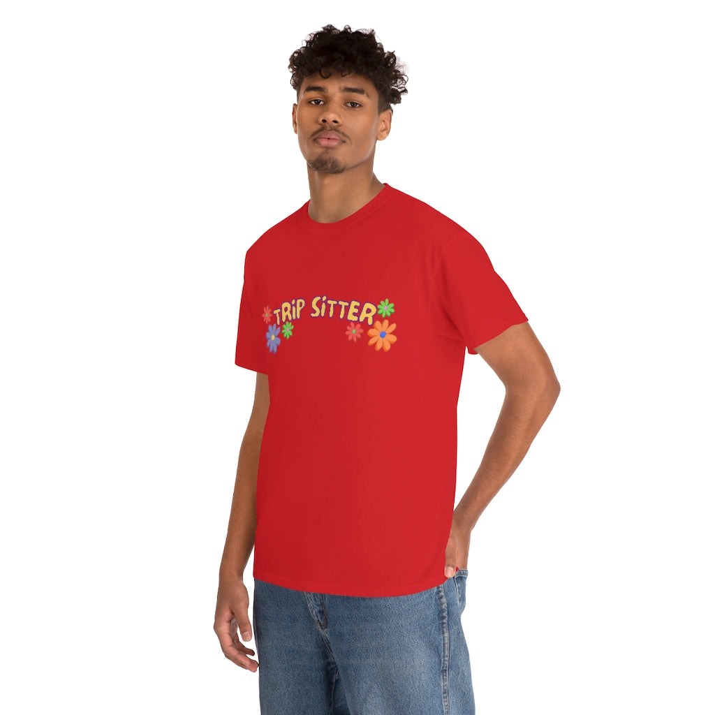 Trip Sitter with Demonic Images back - Unisex Heavy Cotton Tee - All Colors