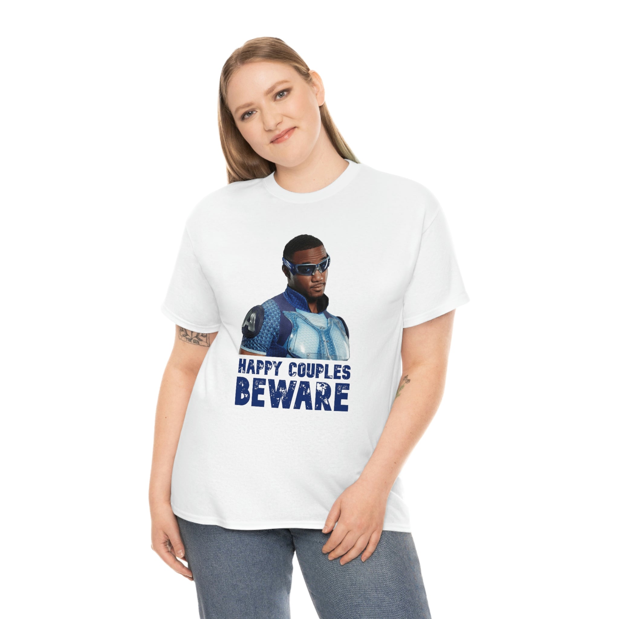 Happy Couples Beware - Unisex Heavy Cotton Tee - White and Black