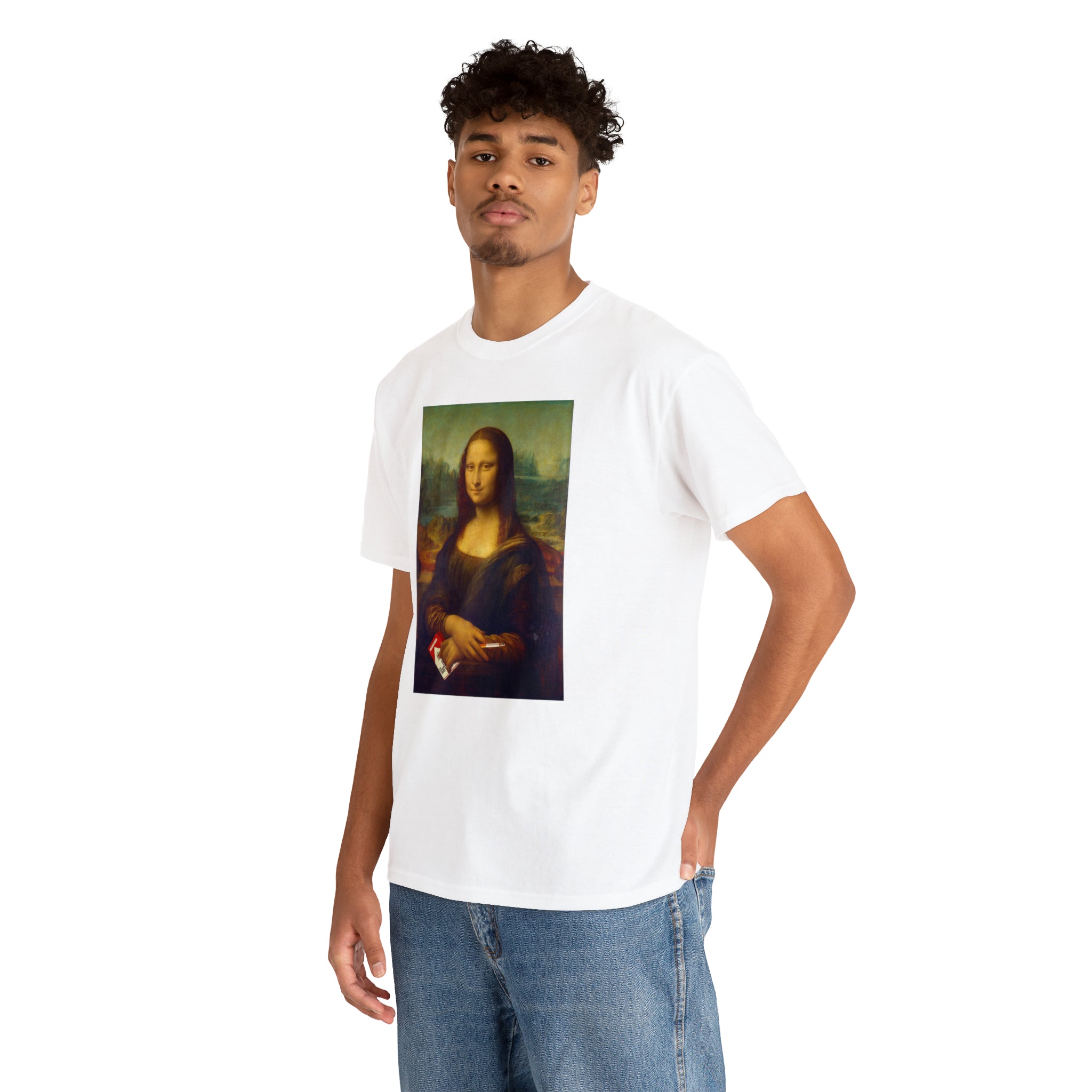 Mona Lisa with cigarettes - Unisex Heavy Cotton Tee