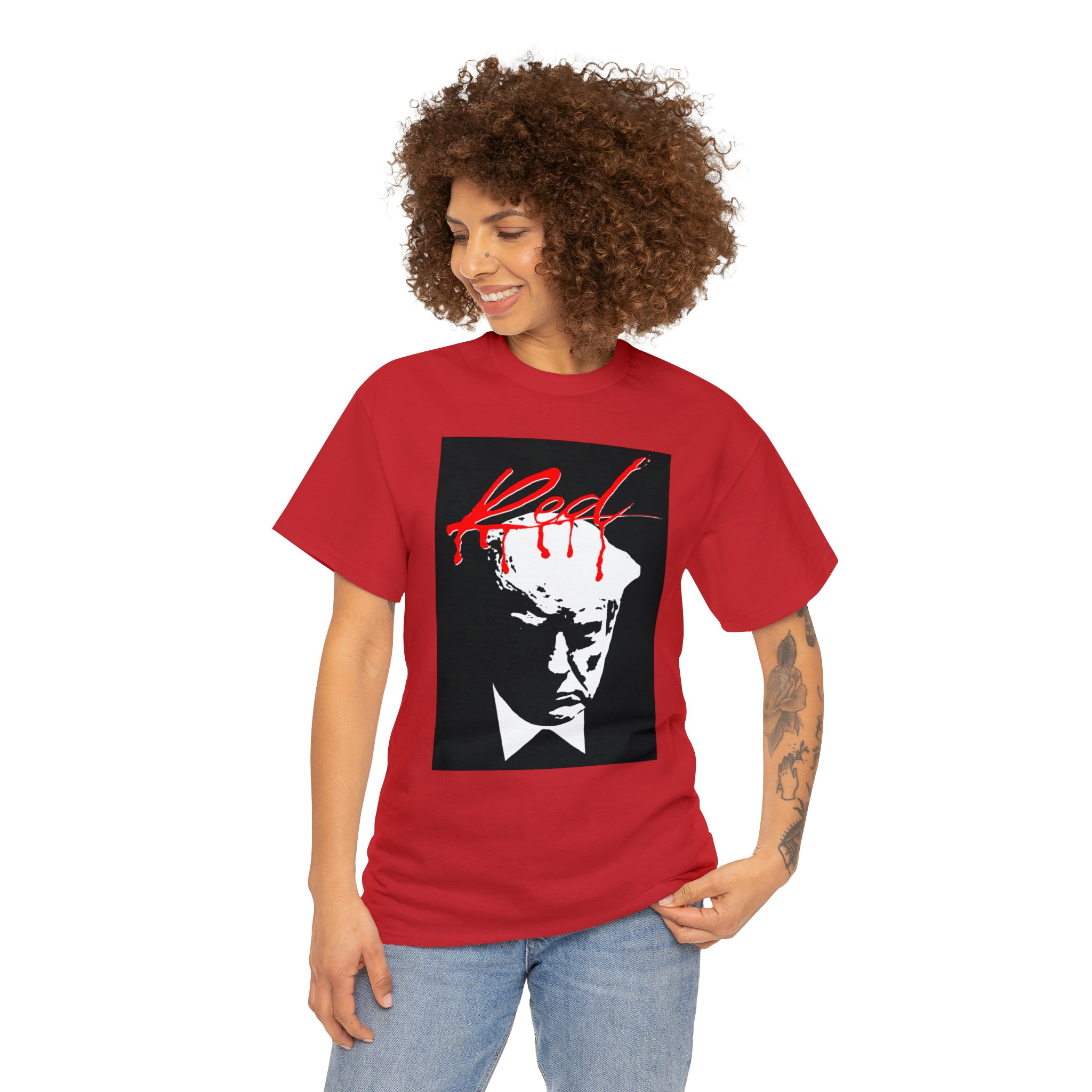 Trump Mugshot Whole Lotta Red Album Cover- Unisex Heavy Cotton Tee