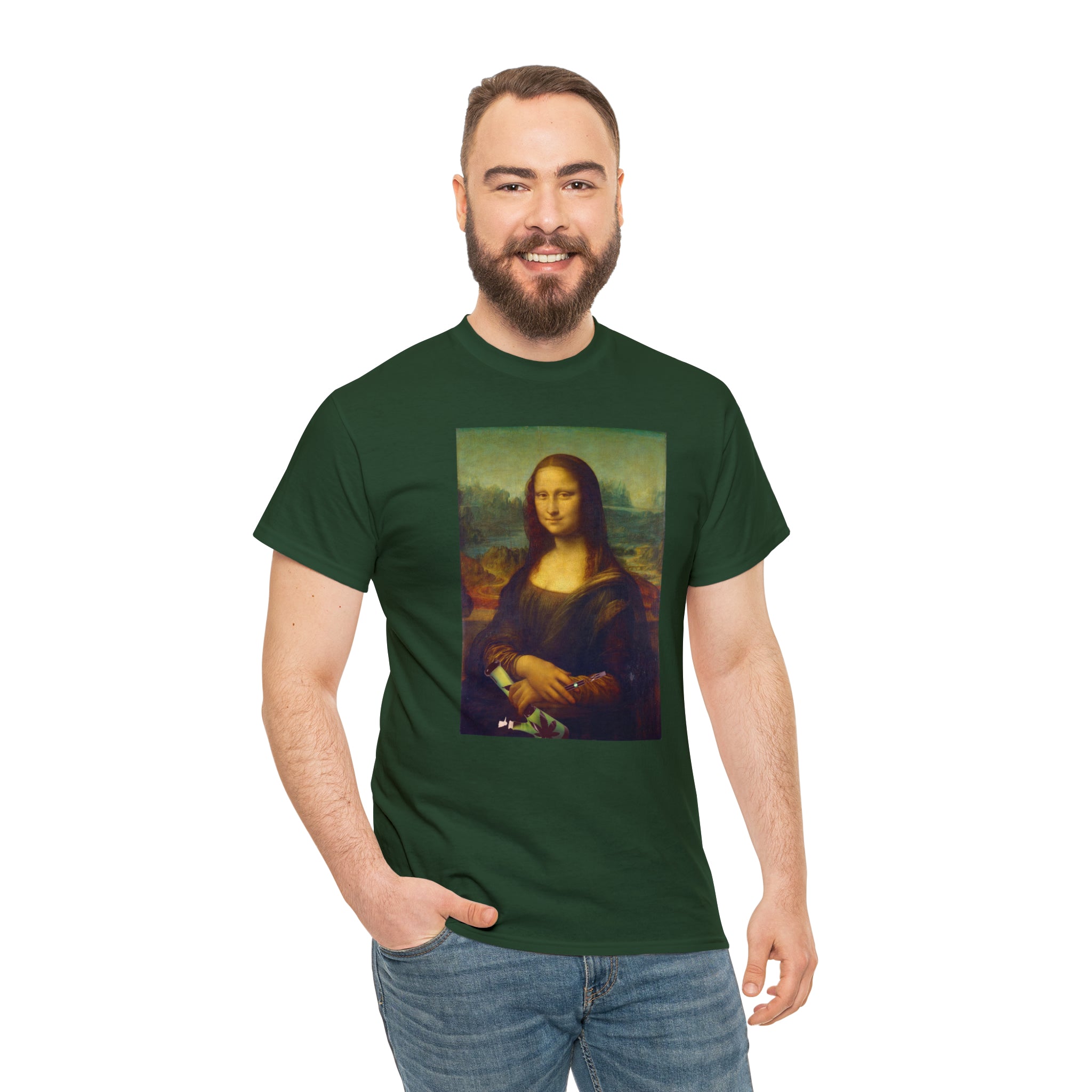 Mona Lisa with Dab Pen and Bong - Unisex Heavy Cotton Tee