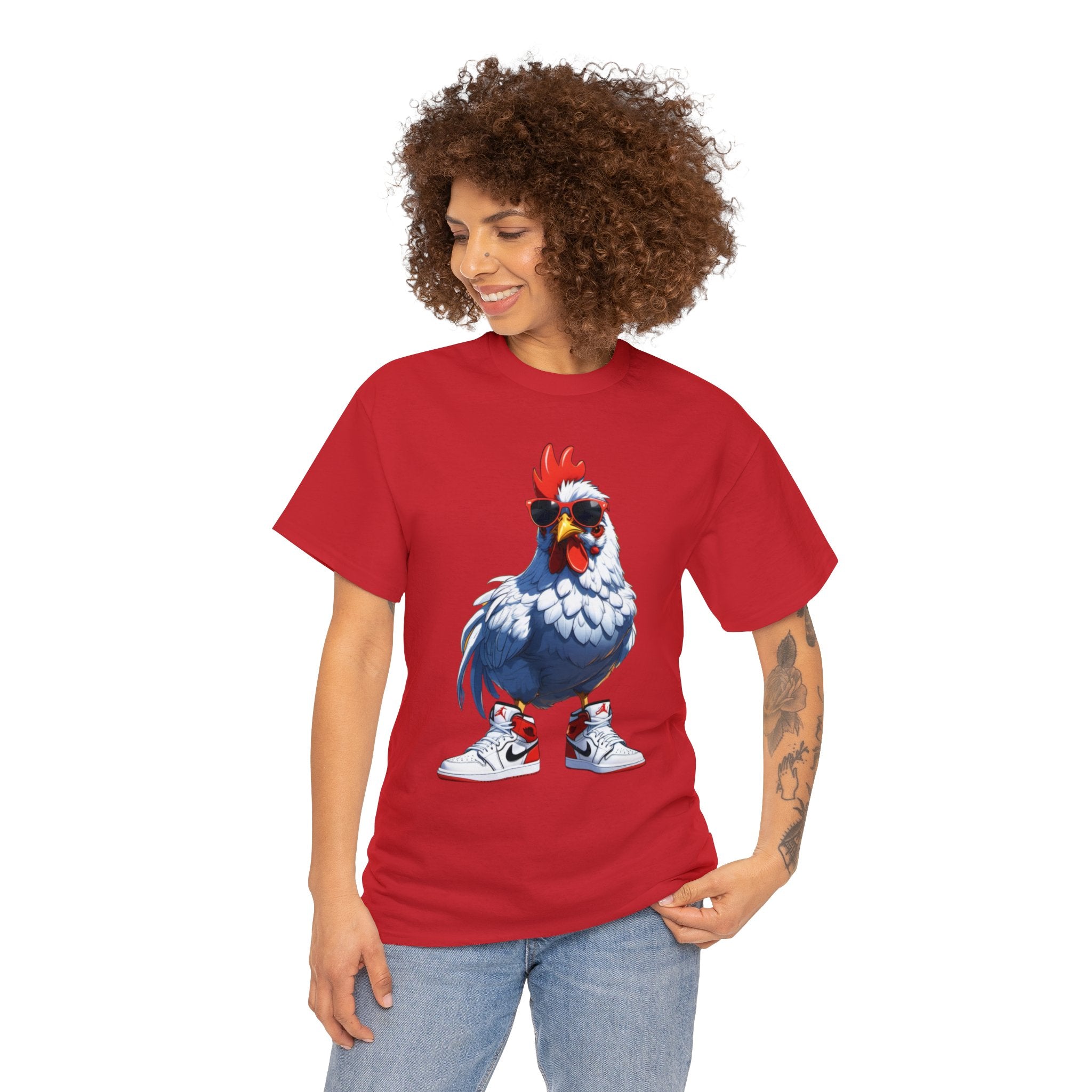 Chicken with Sunglasses and Air Jordans - Unisex Heavy Cotton Tee