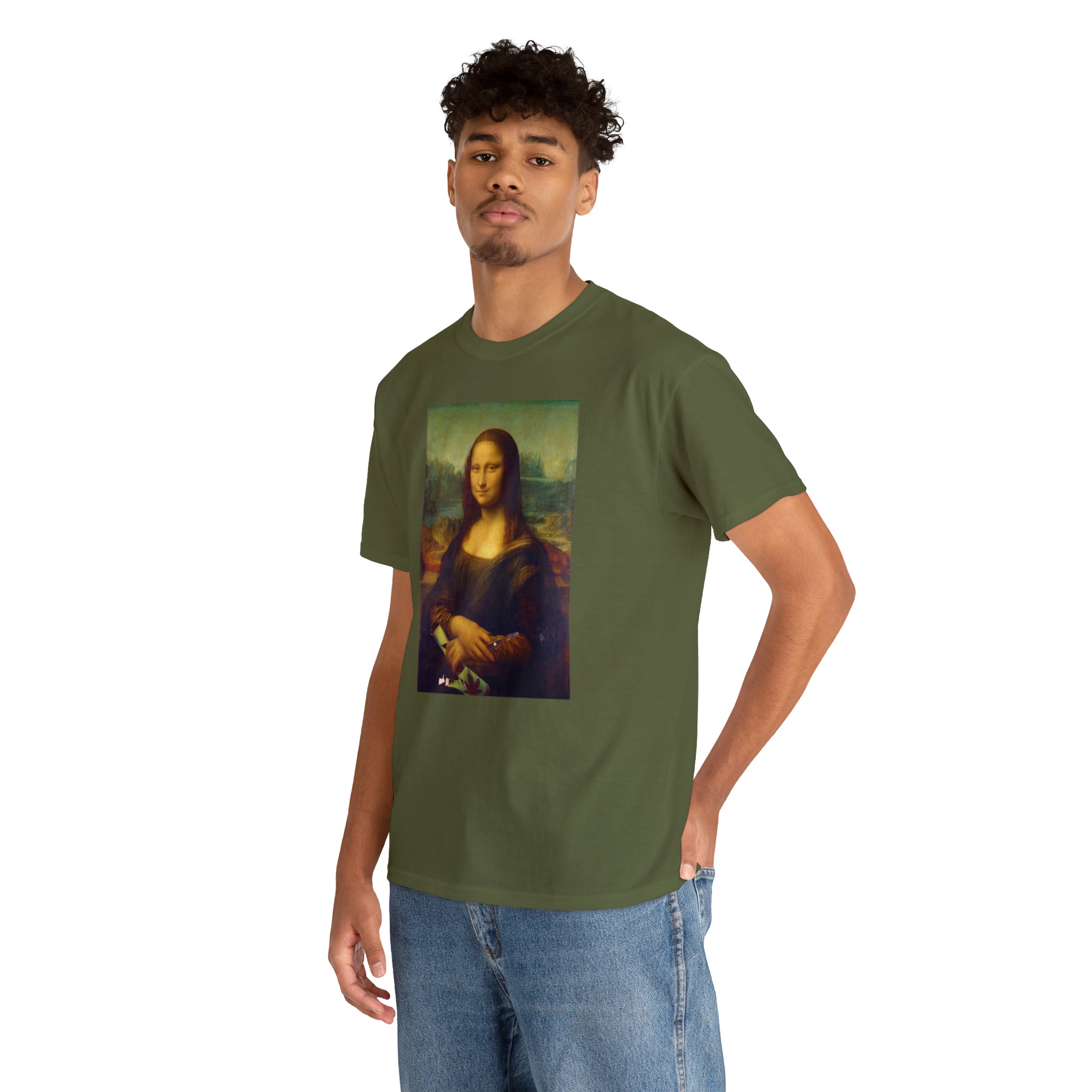 Mona Lisa with Dab Pen and Bong - Unisex Heavy Cotton Tee