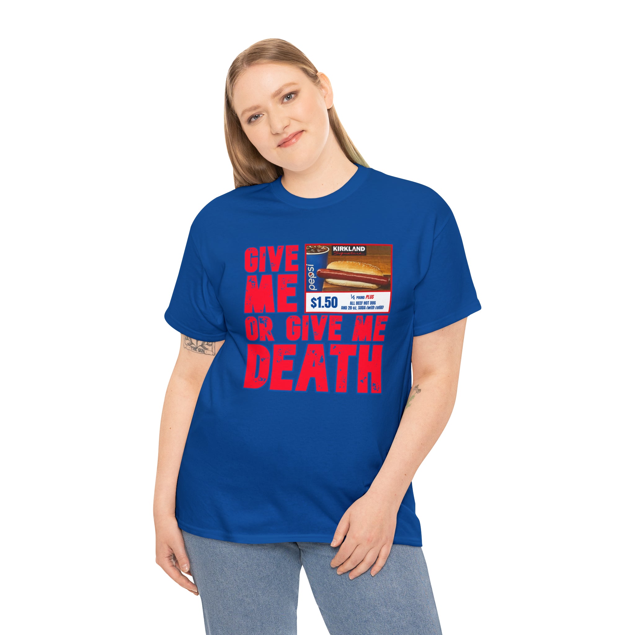 Give me costco $1.50 hotdog or give me death - Unisex Heavy Cotton Tee