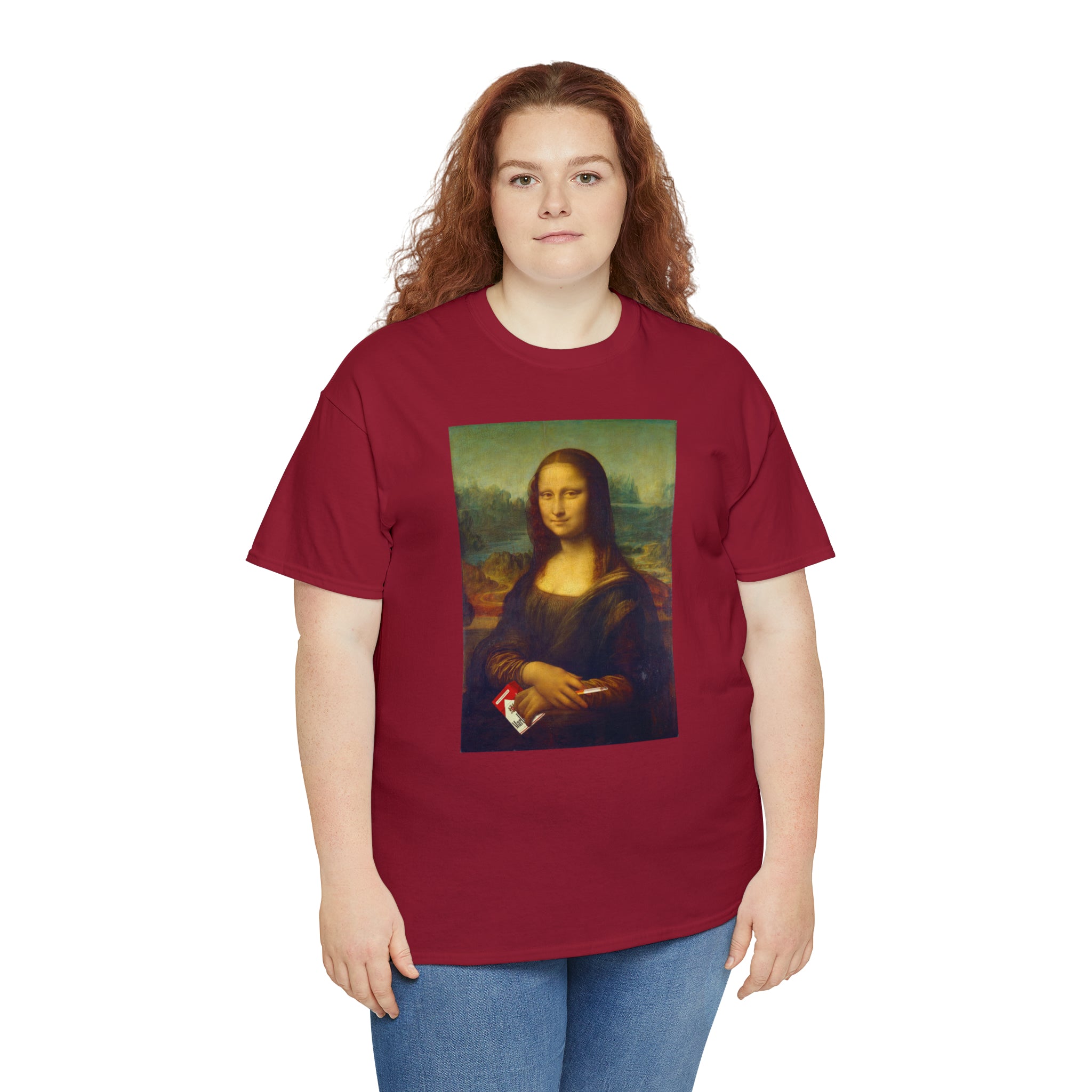 Mona Lisa with cigarettes - Unisex Heavy Cotton Tee