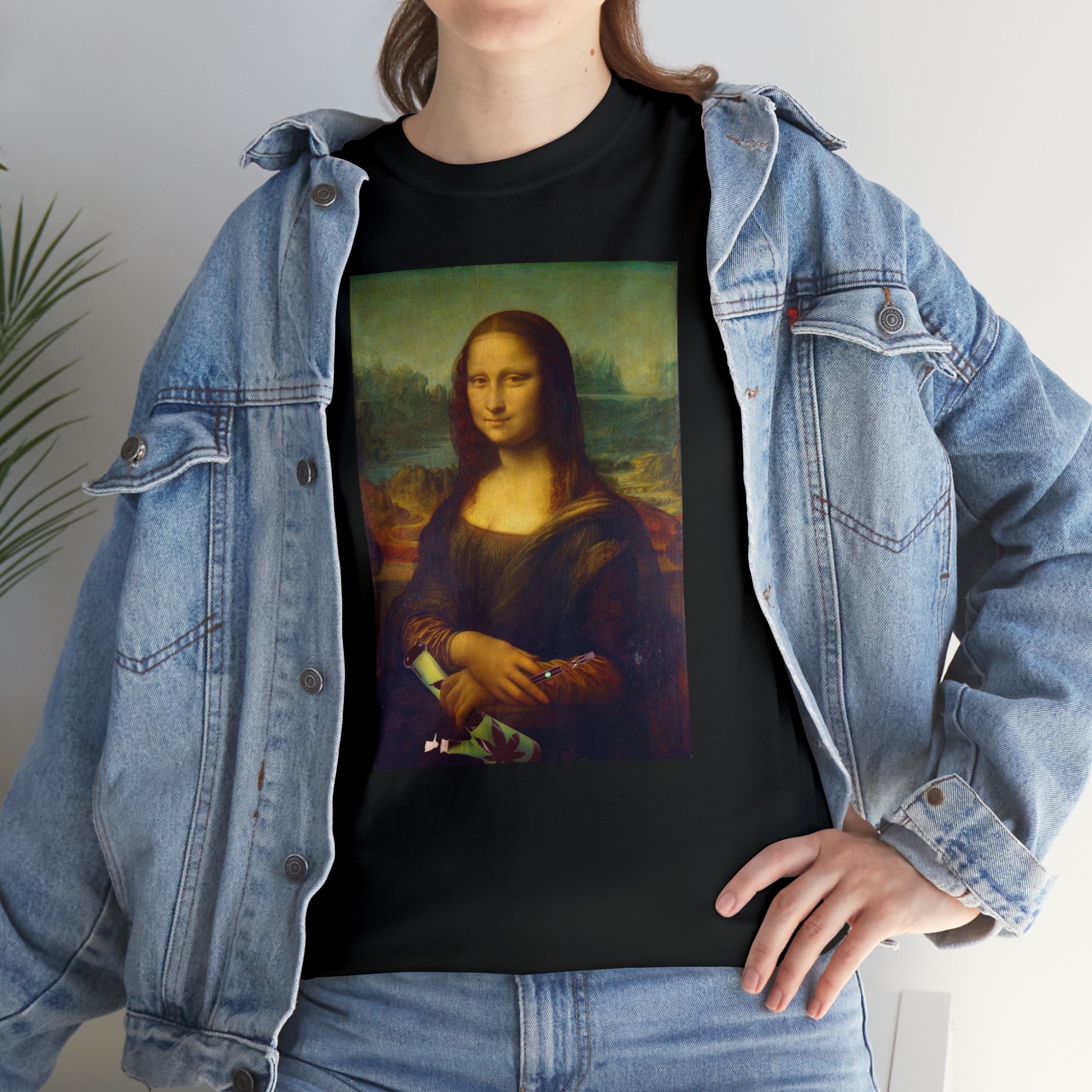 Mona Lisa with Dab Pen and Bong - Unisex Heavy Cotton Tee