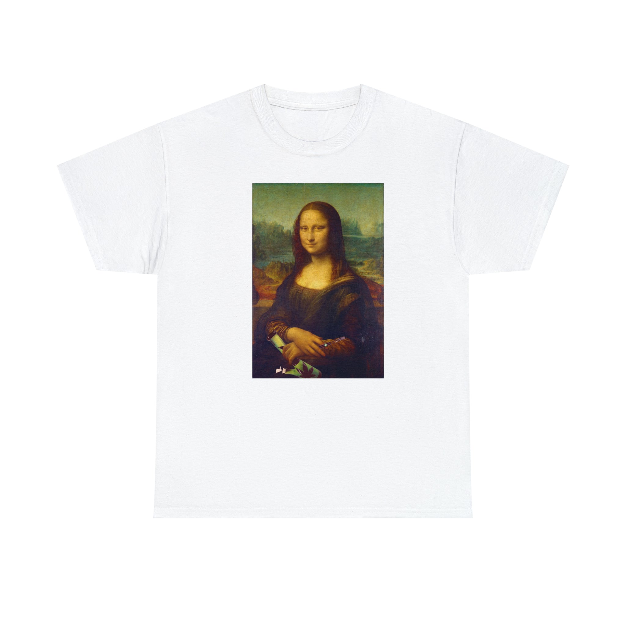 Mona Lisa with Dab Pen and Bong - Unisex Heavy Cotton Tee