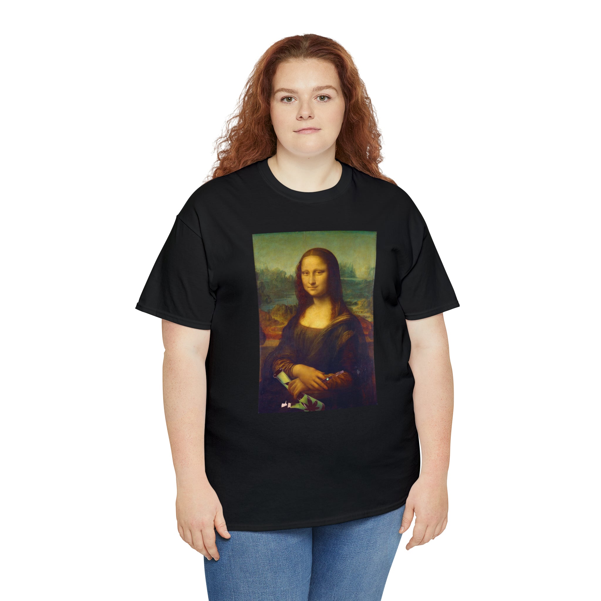 Mona Lisa with Dab Pen and Bong - Unisex Heavy Cotton Tee