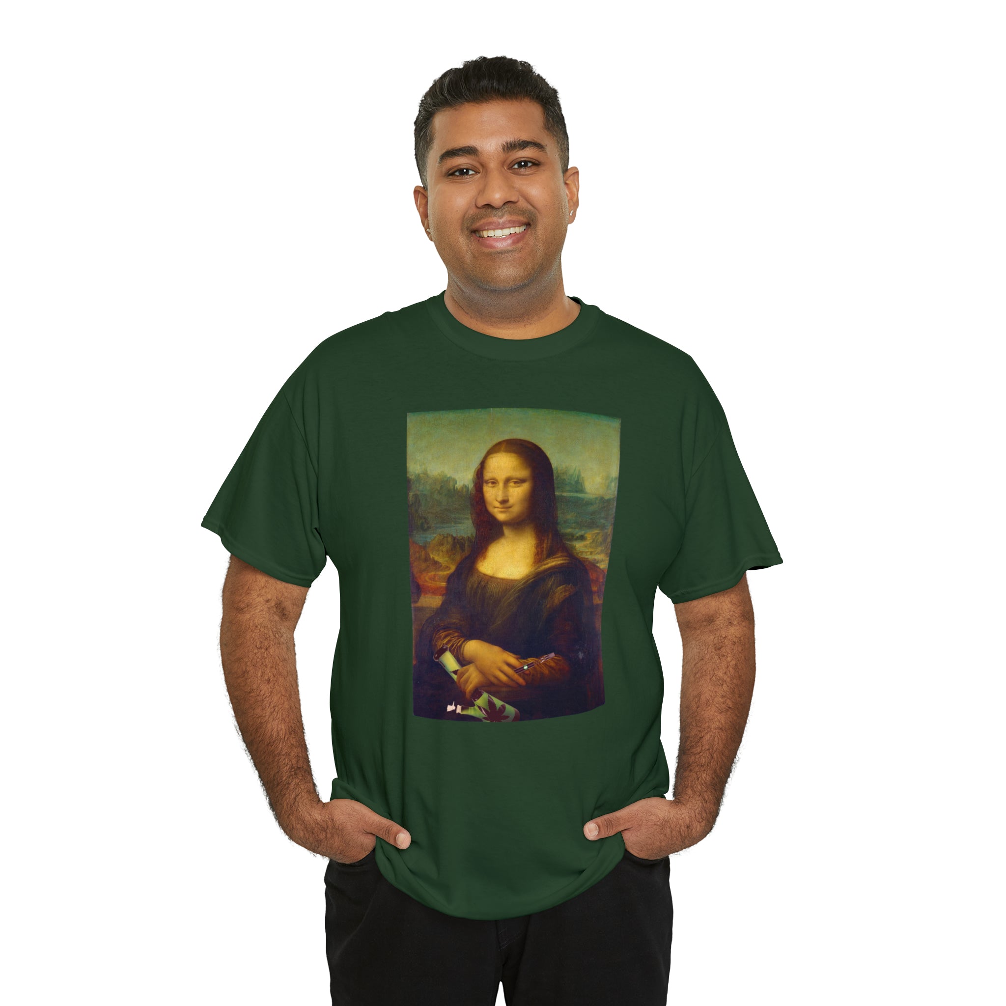 Mona Lisa with Dab Pen and Bong - Unisex Heavy Cotton Tee