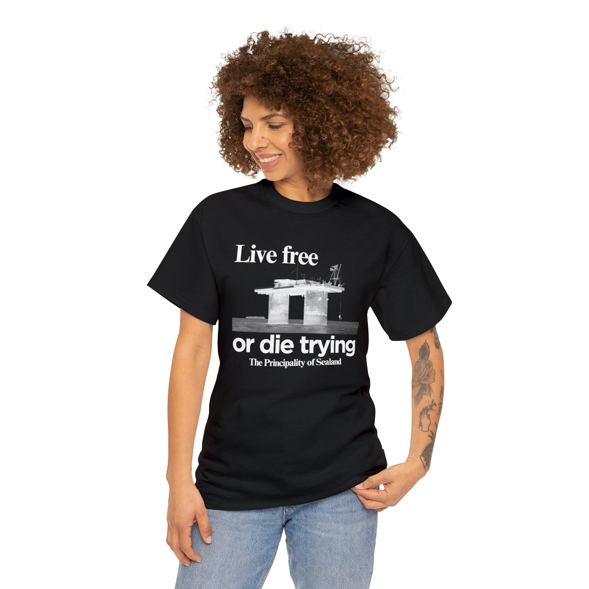 Live free or die trying The Principality of Sealand - Unisex Heavy Cotton Tee