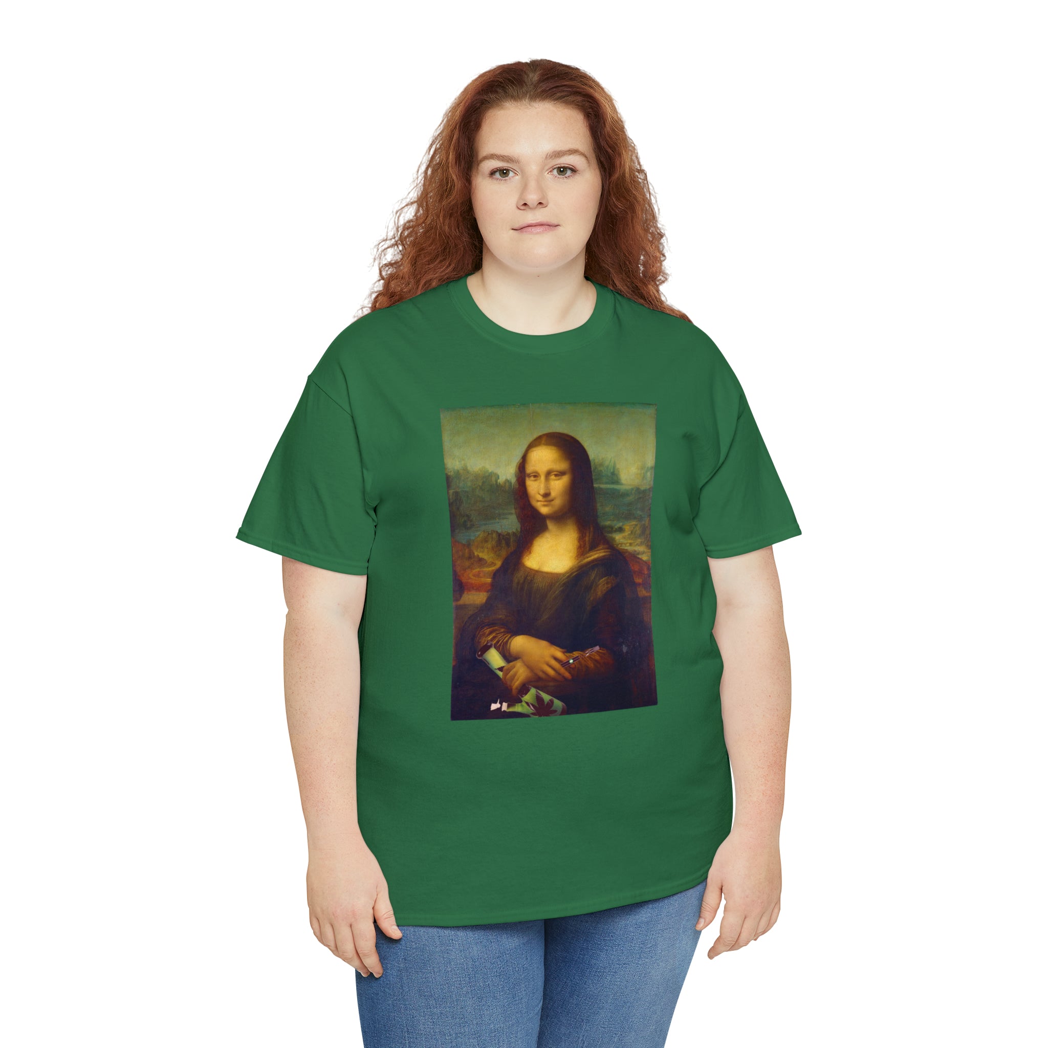 Mona Lisa with Dab Pen and Bong - Unisex Heavy Cotton Tee