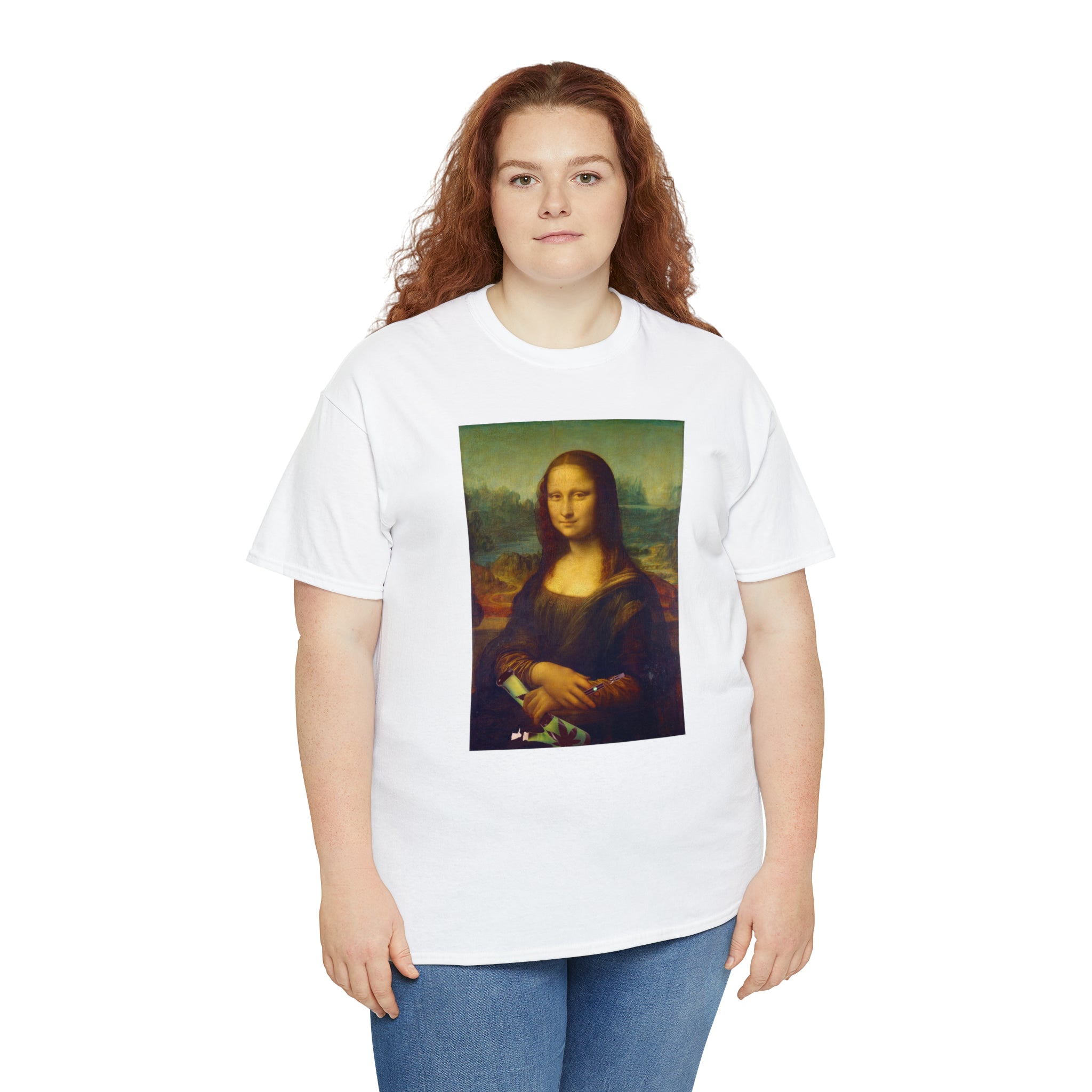 Mona Lisa with Dab Pen and Bong - Unisex Heavy Cotton Tee