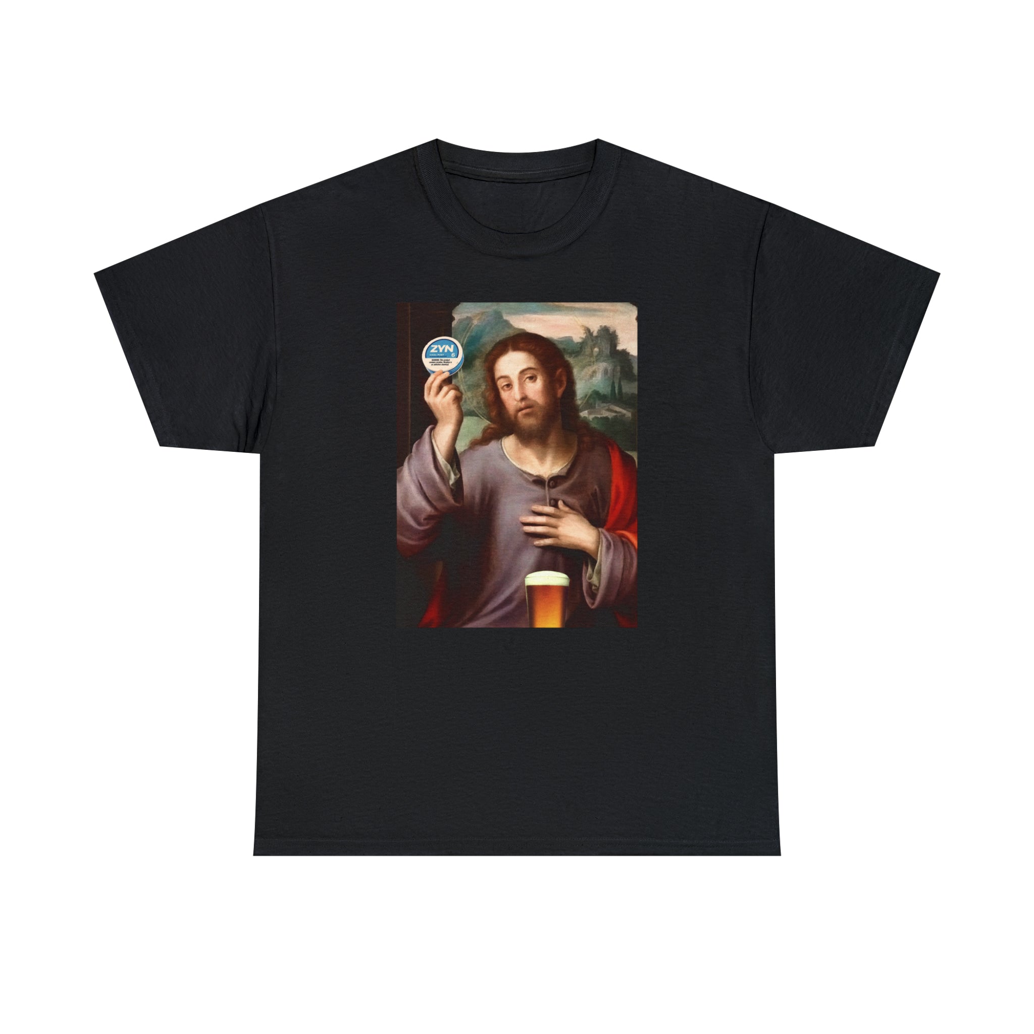 Jesus holding Zyns and beer - Unisex Heavy Cotton Tee