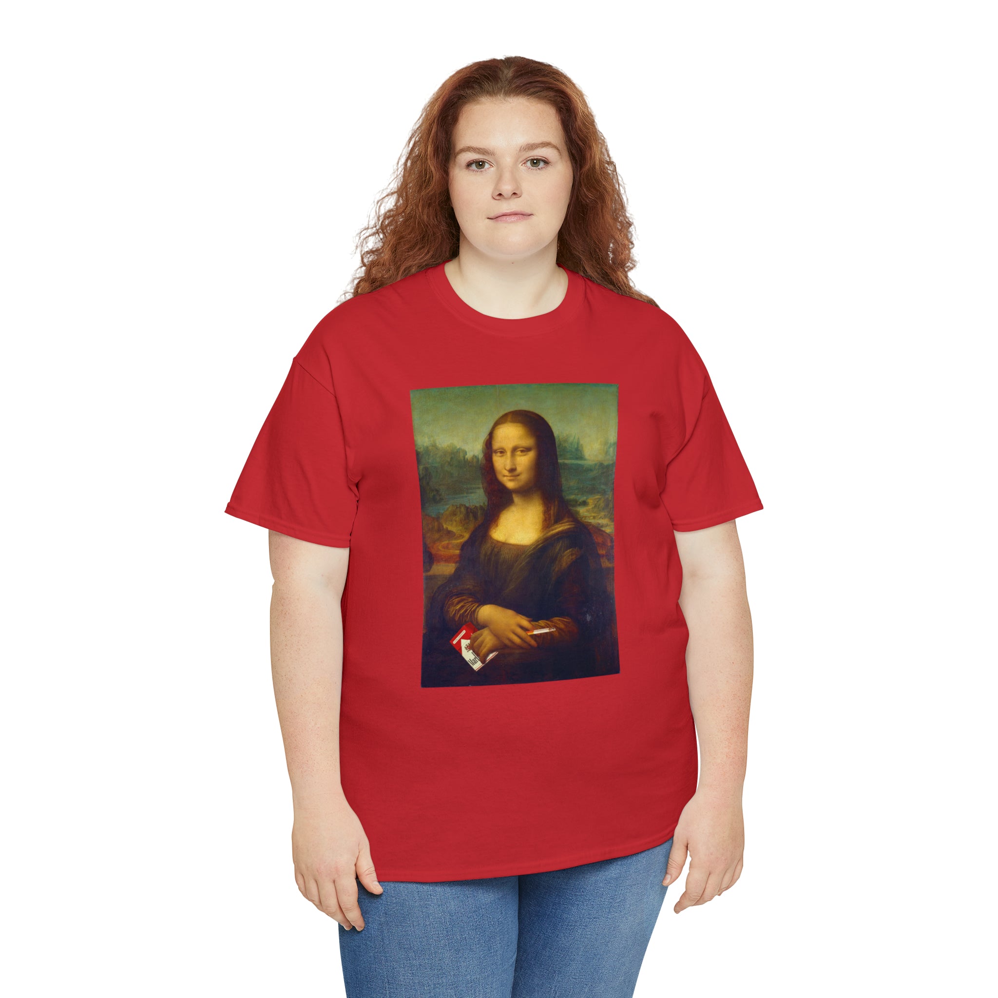 Mona Lisa with cigarettes - Unisex Heavy Cotton Tee