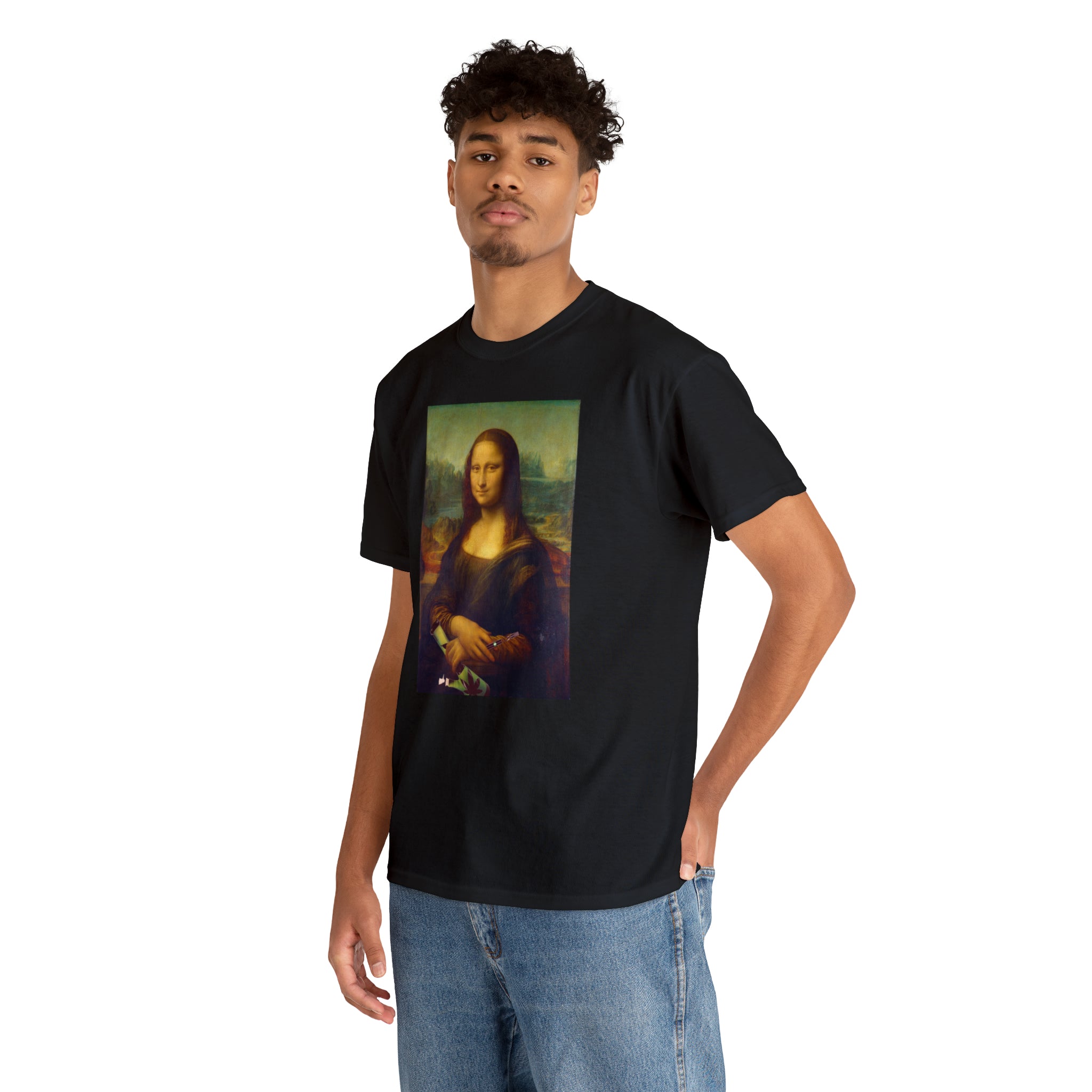 Mona Lisa with Dab Pen and Bong - Unisex Heavy Cotton Tee