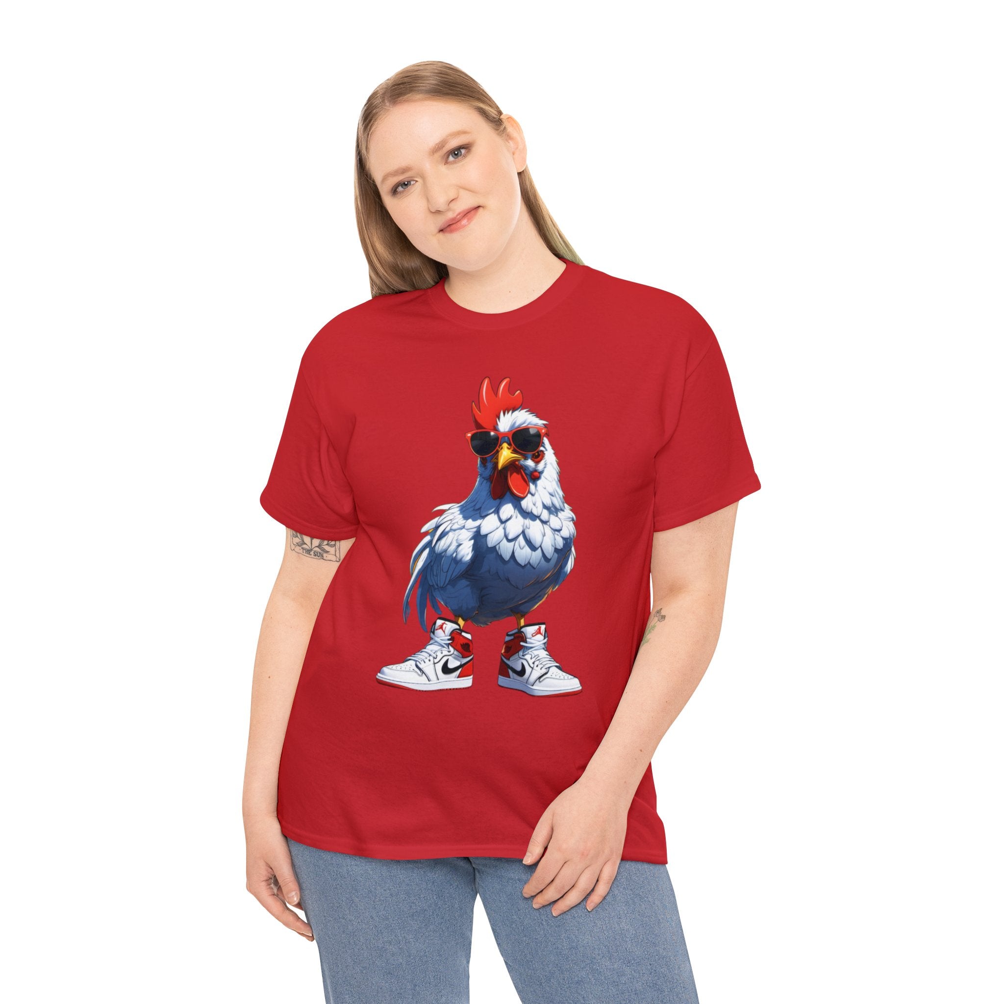 Chicken with Sunglasses and Air Jordans - Unisex Heavy Cotton Tee