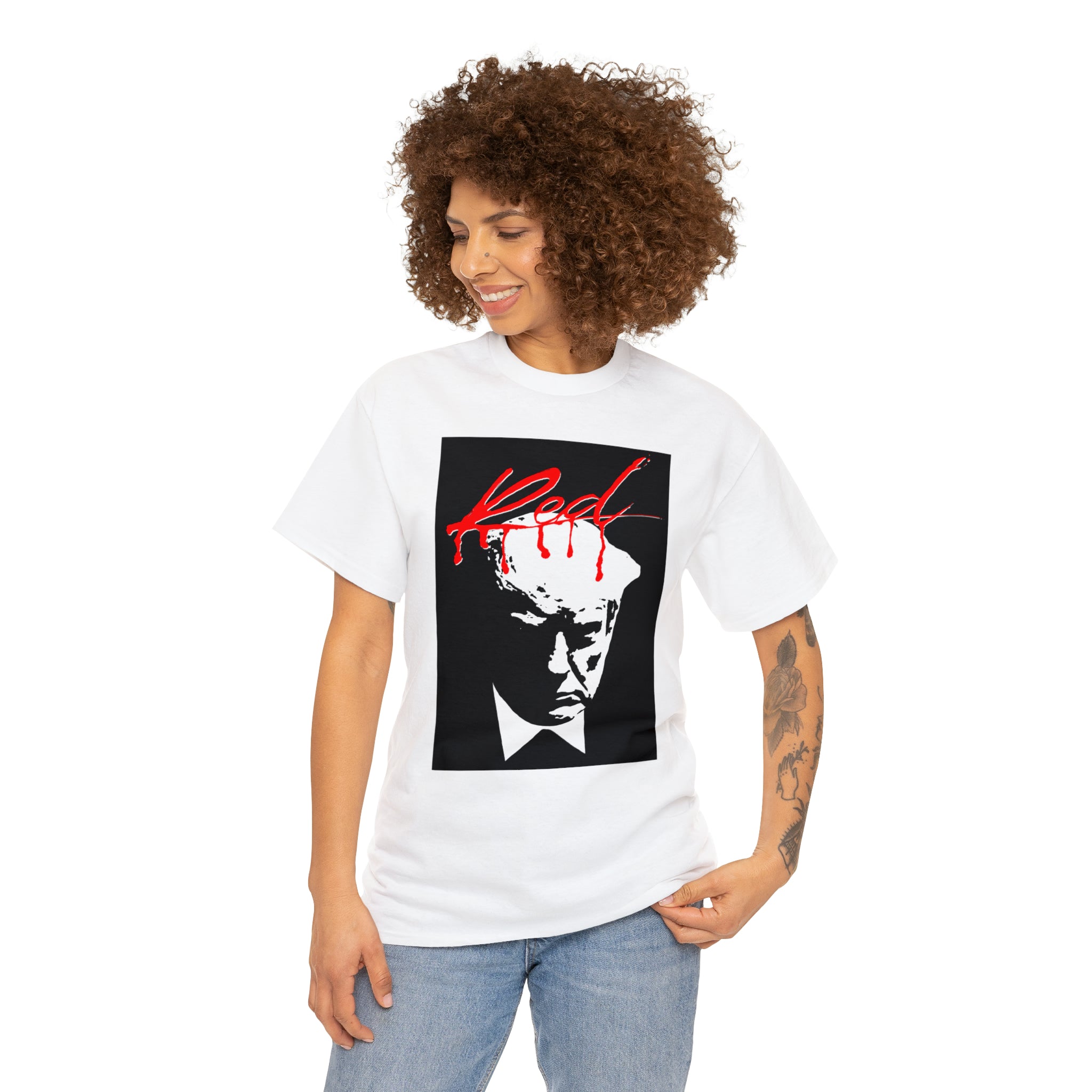 Trump Mugshot Whole Lotta Red Album Cover- Unisex Heavy Cotton Tee