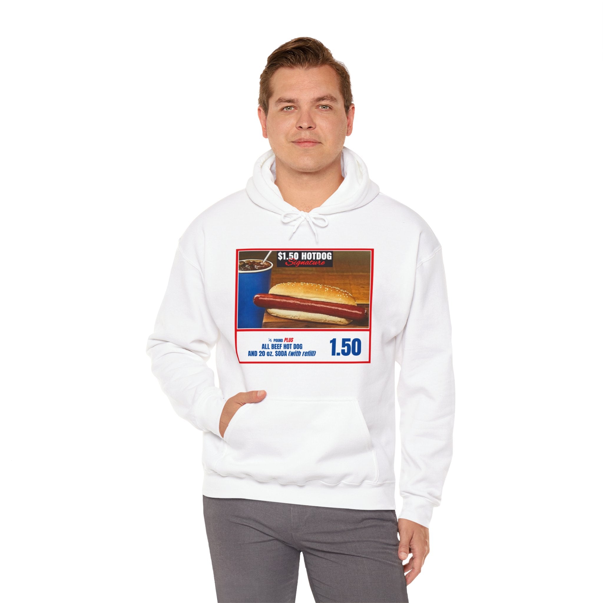 Costco $1.50 Hotdog (with back quote) - Unisex Heavy Blend™ Hooded Sweatshirt