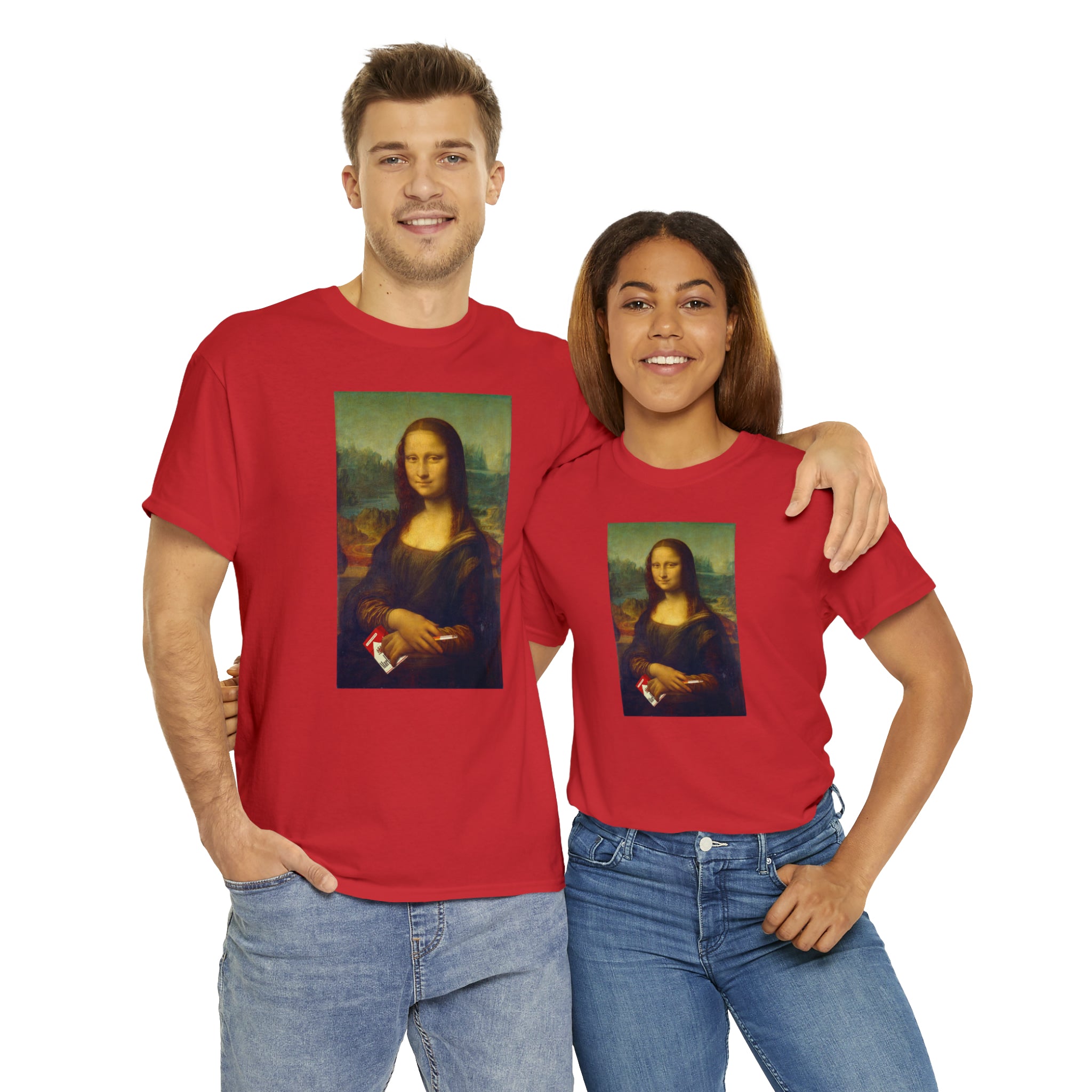 Mona Lisa with cigarettes - Unisex Heavy Cotton Tee