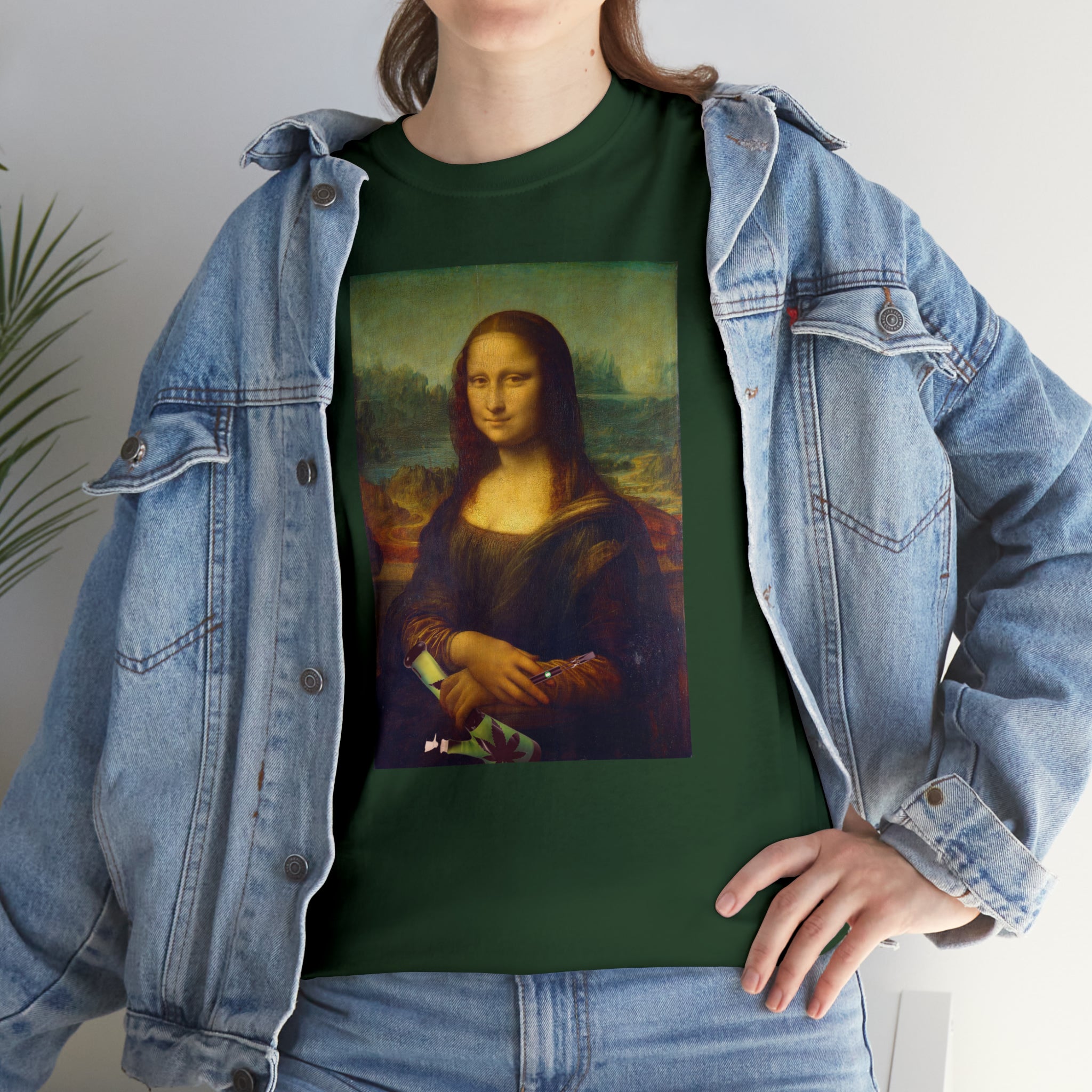 Mona Lisa with Dab Pen and Bong - Unisex Heavy Cotton Tee