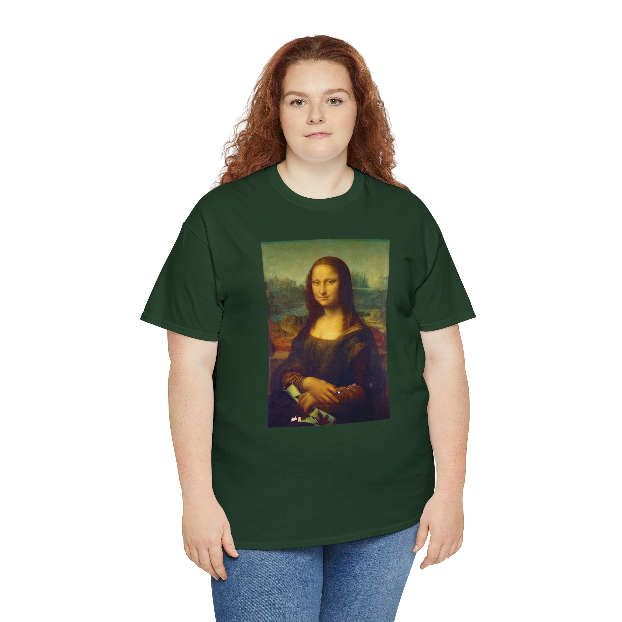 Mona Lisa with Dab Pen and Bong - Unisex Heavy Cotton Tee